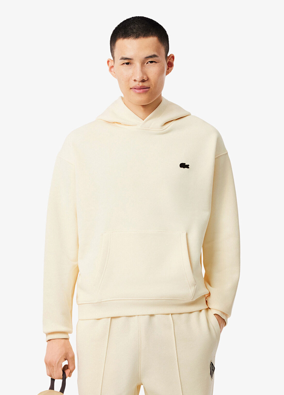 Lacoste Sarı Loose Fit Kapüşonlu Baskılı Uzun Kollu Erkek Sweatshirt