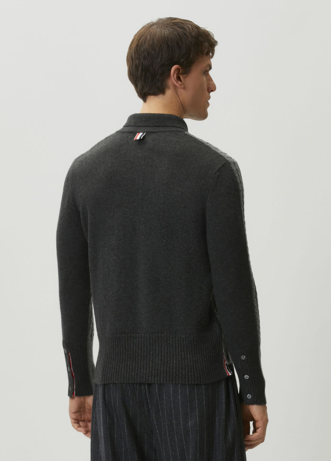 Thom Browne Gri Polo Yaka Yün Triko görsel 4