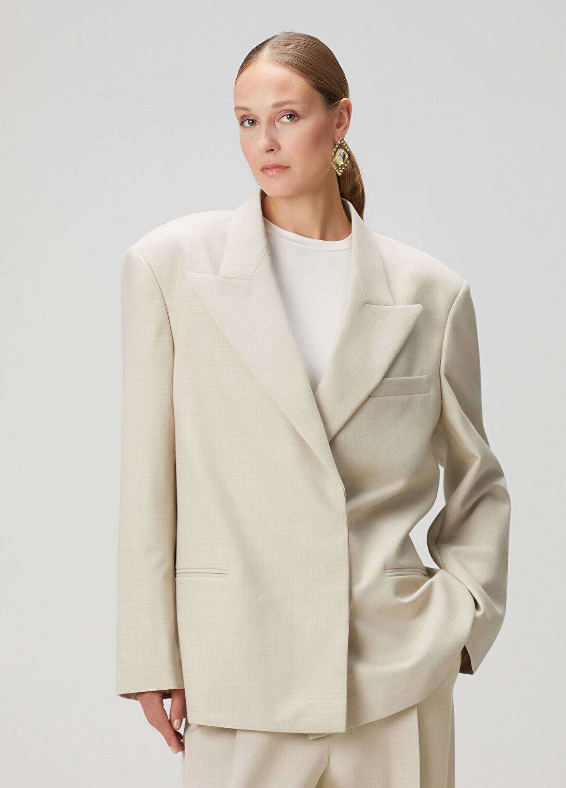 Magda Butrym Oversized Bej Yün Blazer