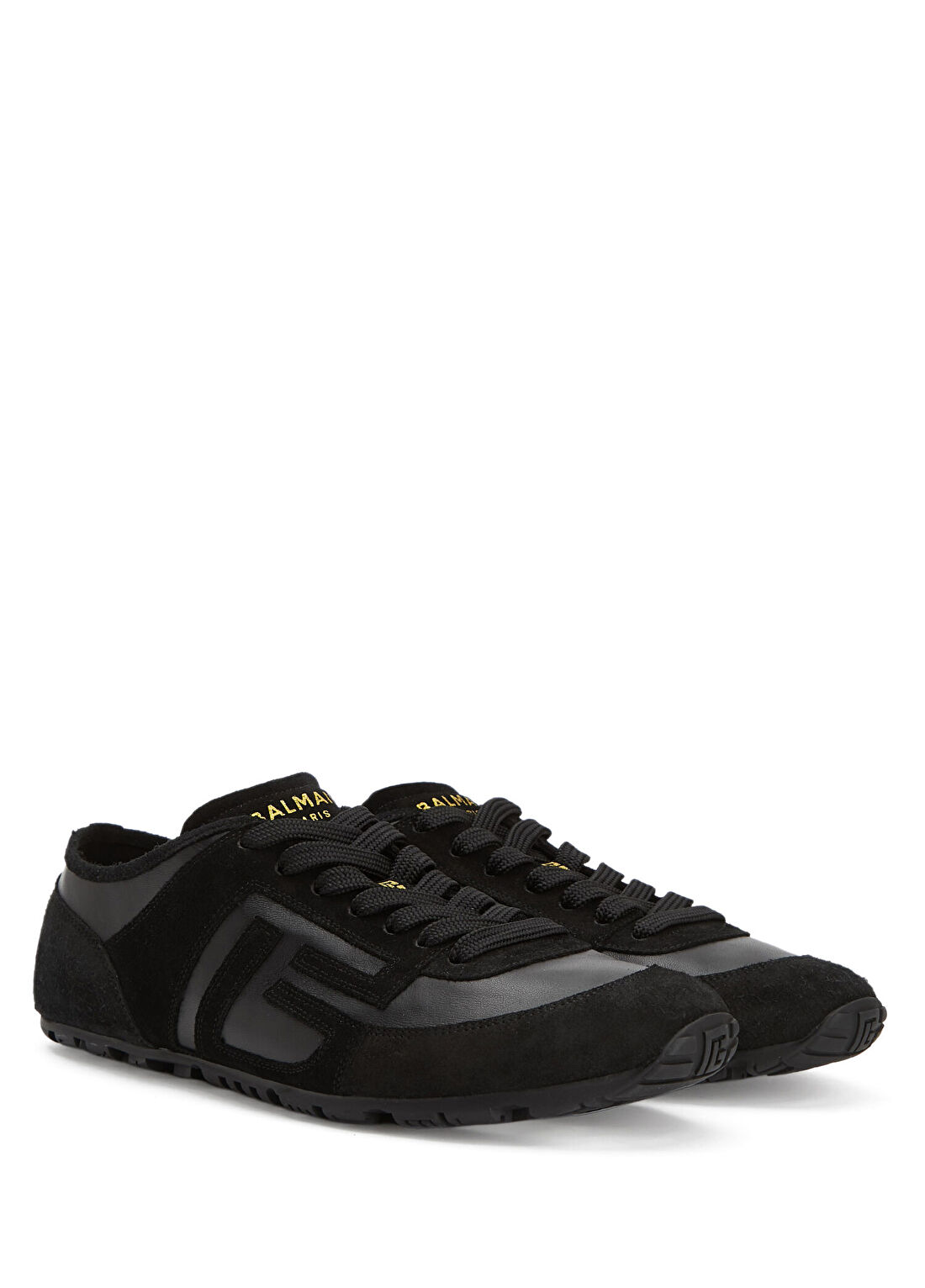 Balmain Racer Siyah Erkek Deri Sneaker görsel 2