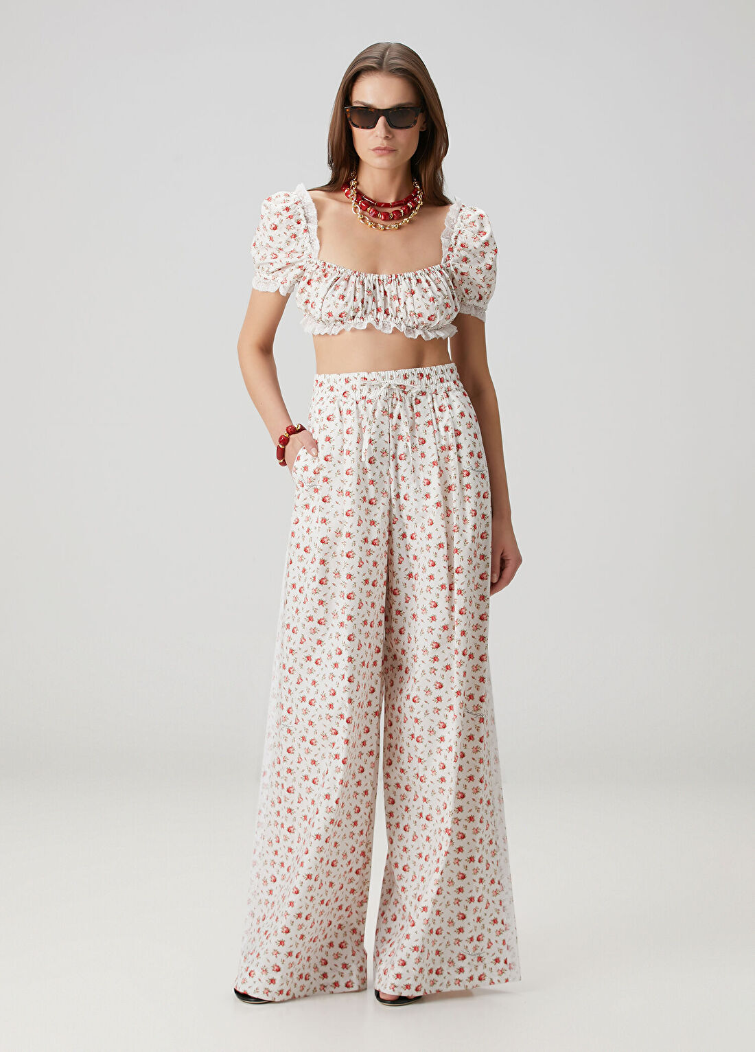 Dolce&Gabbana Beyaz Çiçekli Pantolon