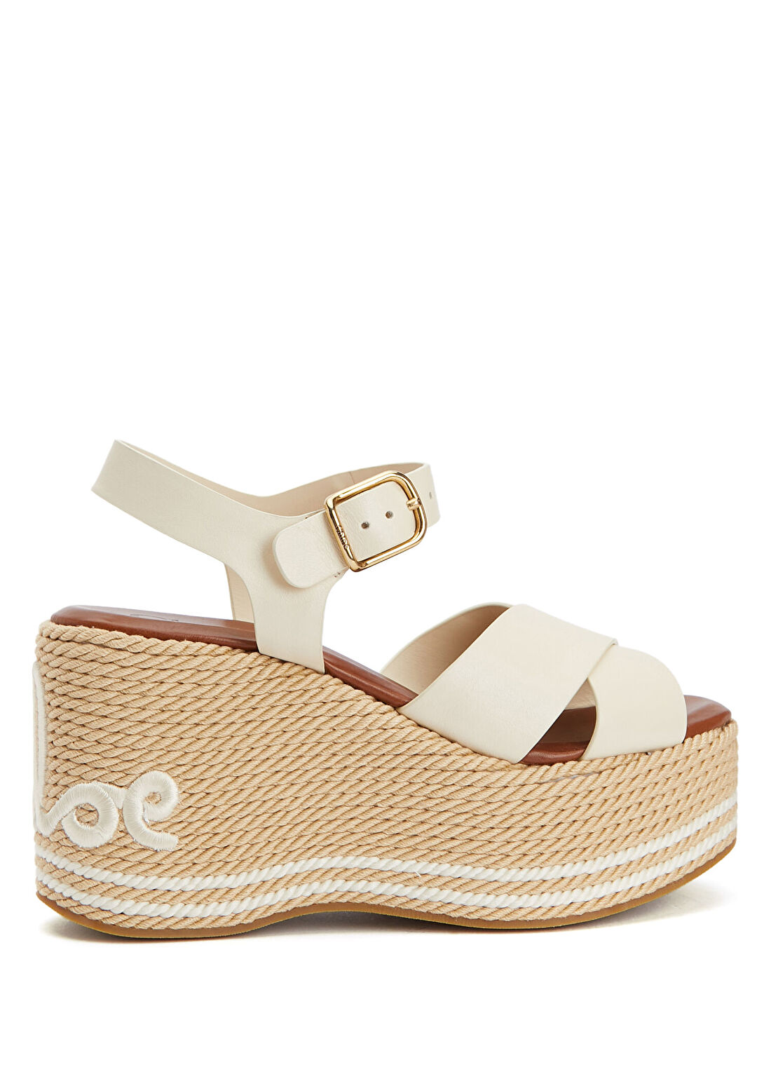 Chloe Sand Bej Beyaz Kadın Sandalet