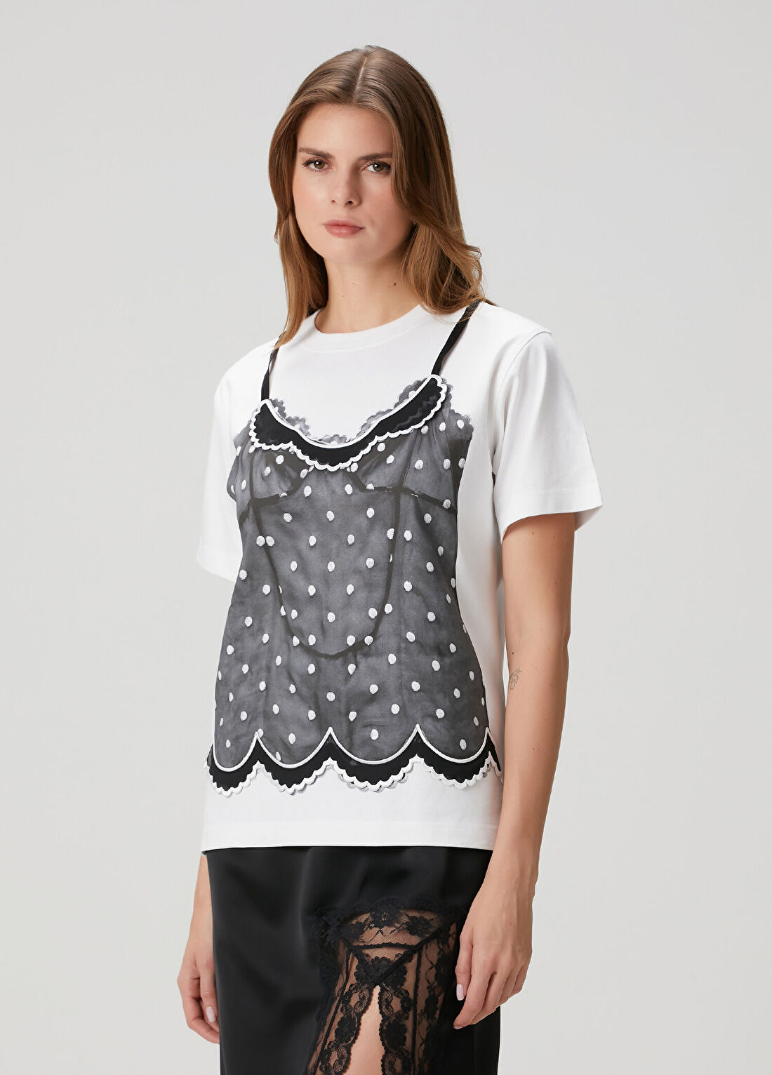 Marc Jacobs Trompe L'oeil Cami Beyaz T-shirt görsel 3