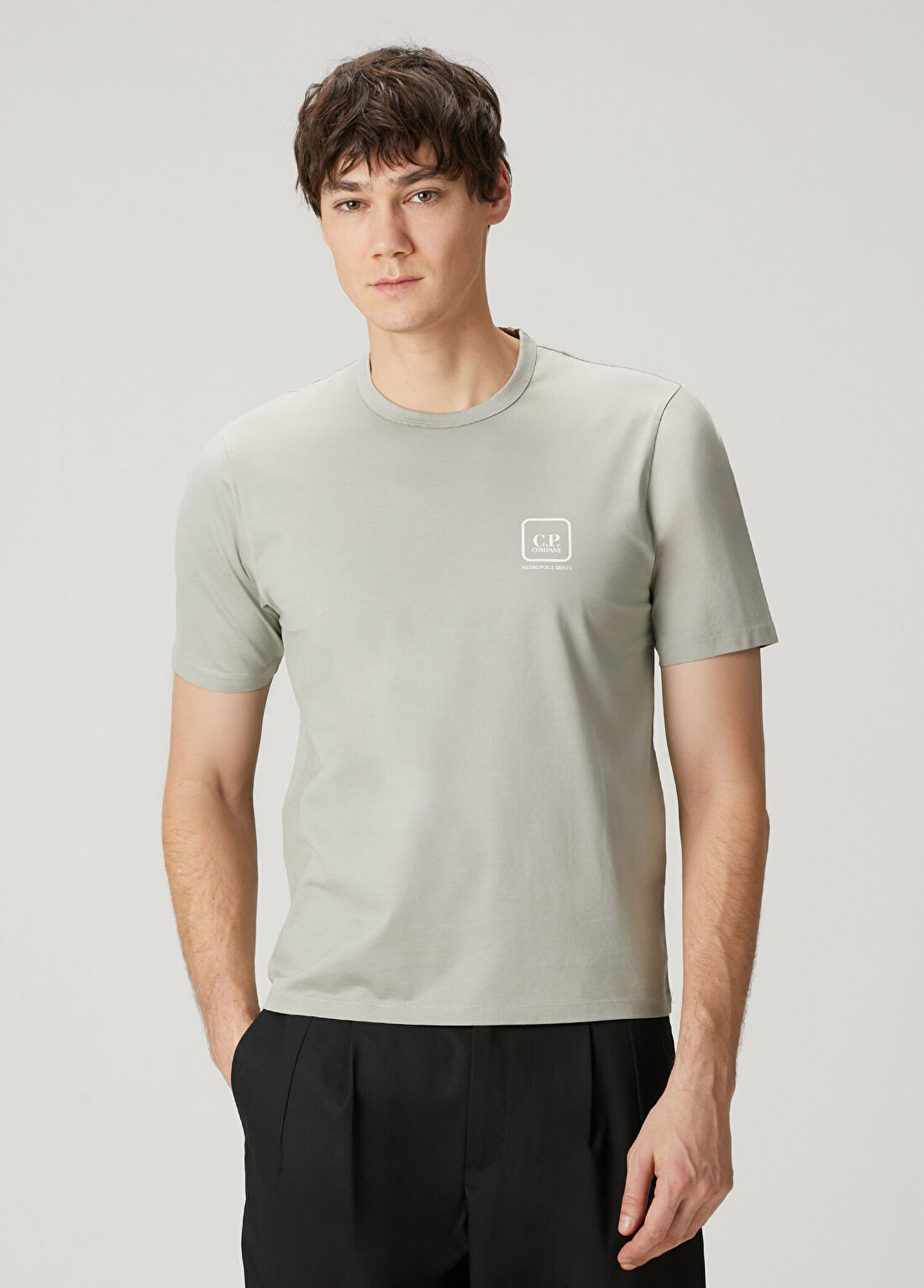 C.P. Company X Metropolis Gri Logo Baskılı T-shirt
