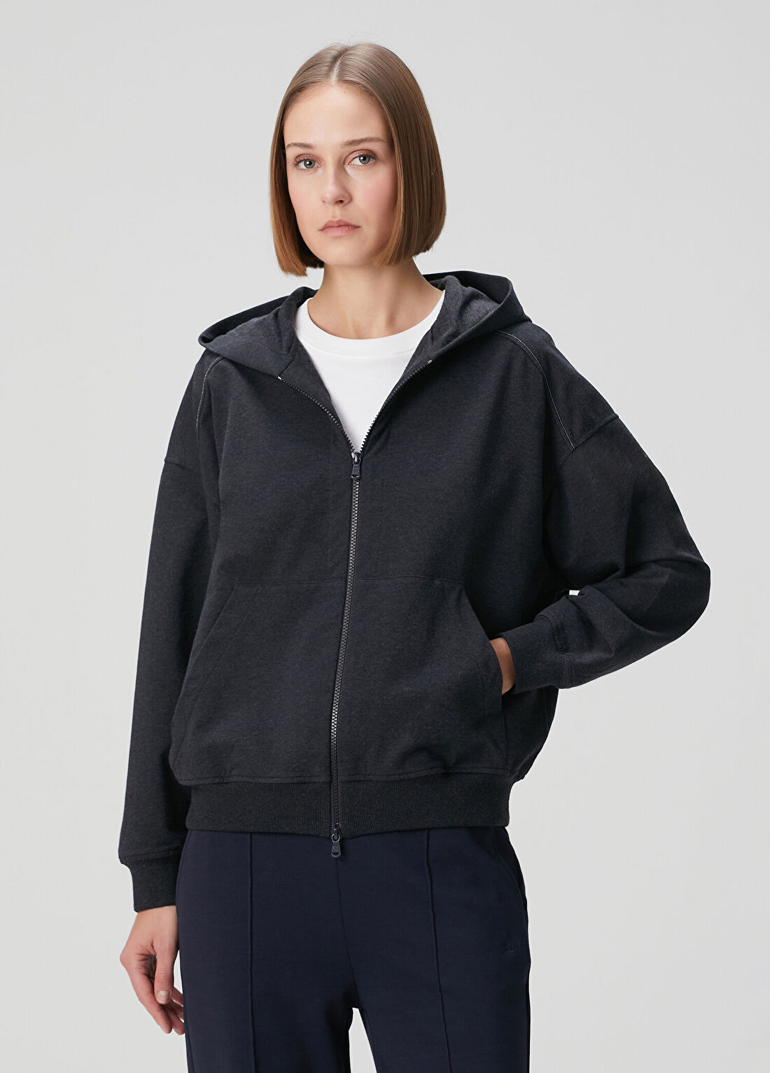 Brunello Cucinelli Antrasit Kapüşonlu Sweatshirt