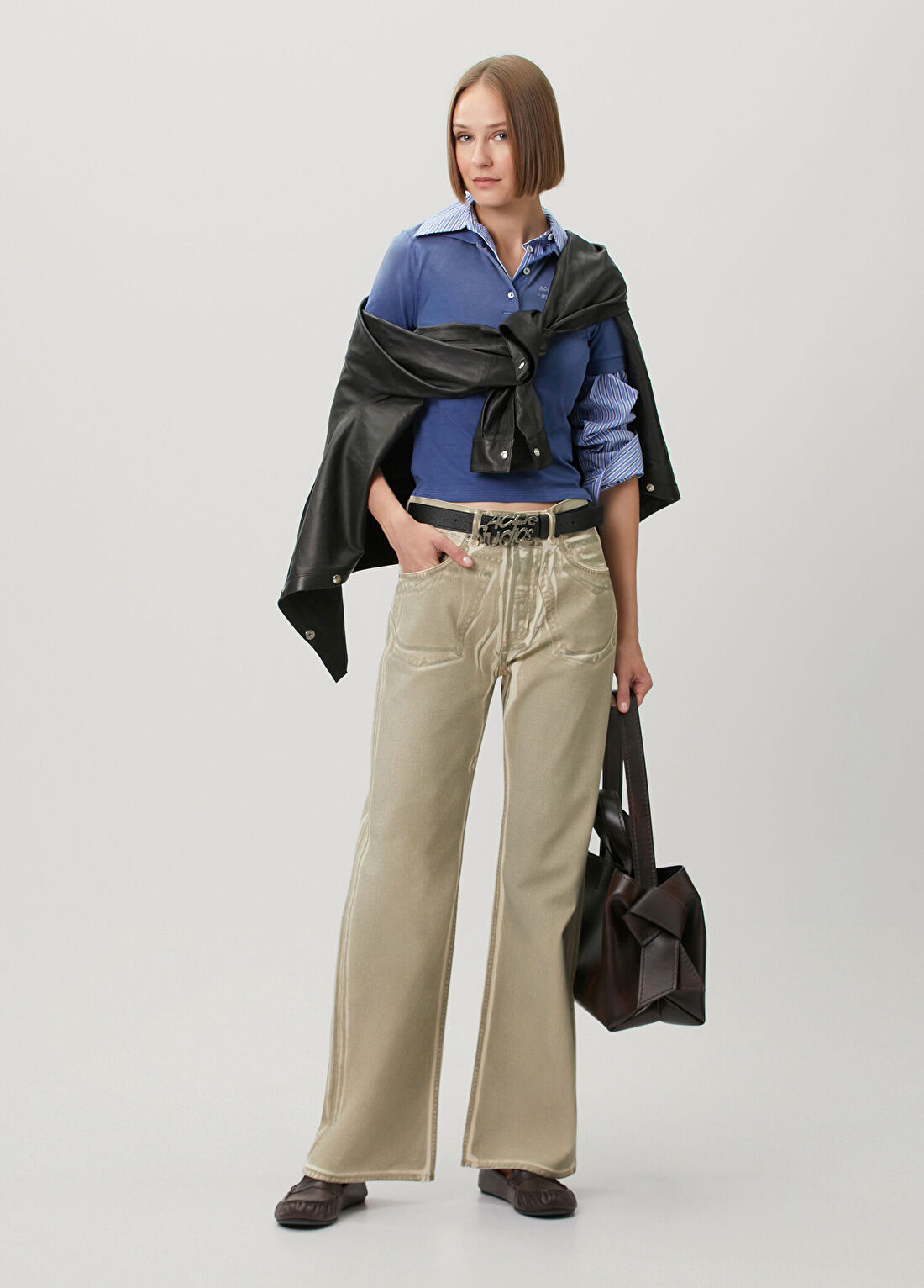 Acne Studios Pentyone Yeşil Wide Leg Jean Pantolon