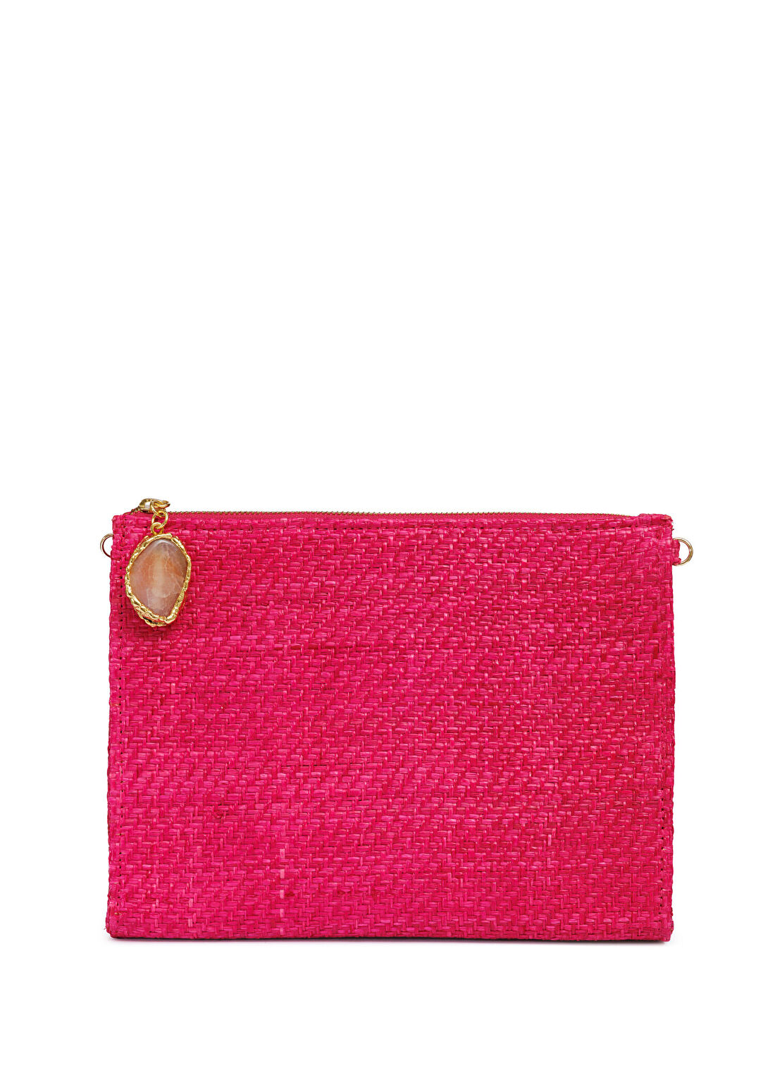 Bago Myra Pink El Dokuması Palmiye Yaprağı Kadın El Çantası