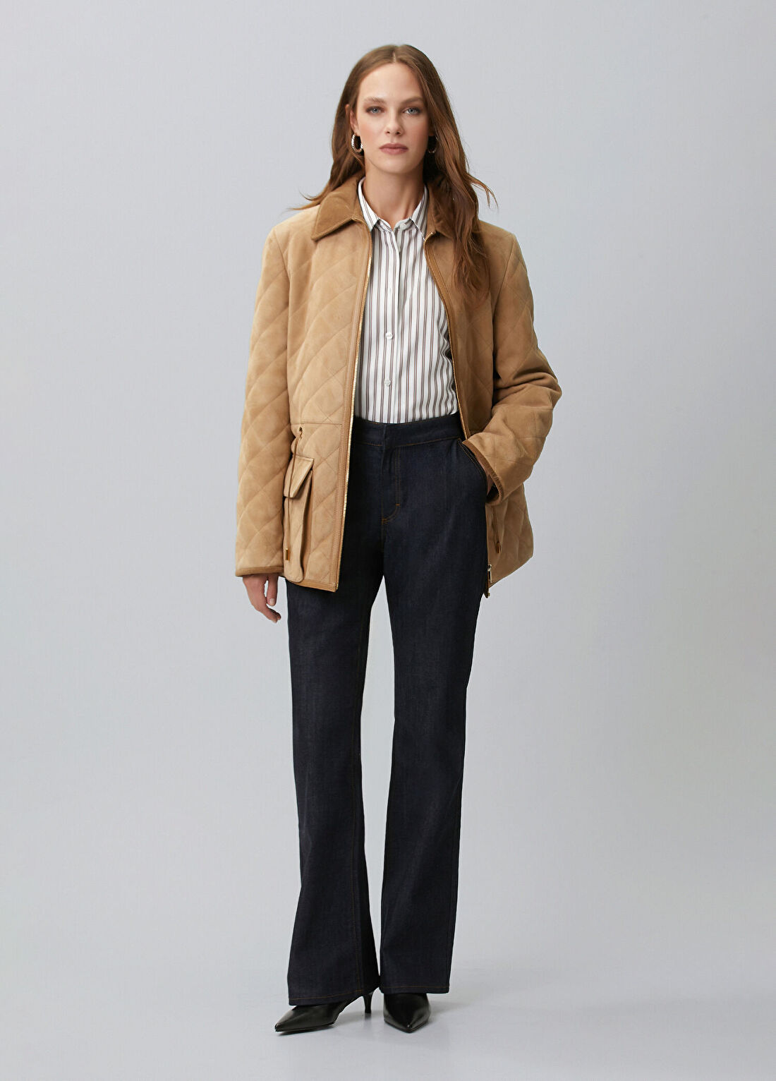 Network Koyu Indigo Mavi Flare Denim Pantolon