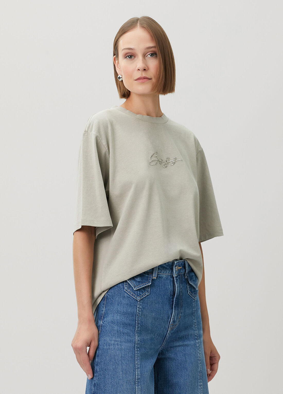 Boss Yeşil İşlemeli Logolu T-shirt görsel 3