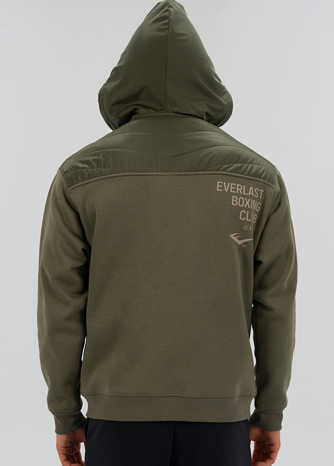 Everlast Boxing Club 2.0 Haki Fermuarlı Erkek Kalın Spor Sweatshirt görsel 4