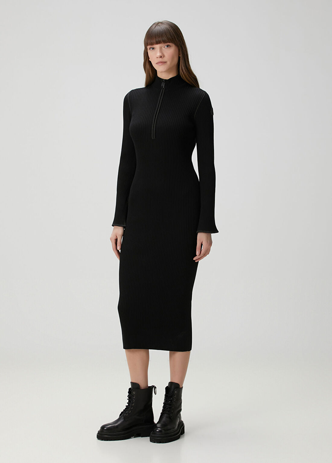 Moncler Siyah Midi Triko Elbise görsel 3