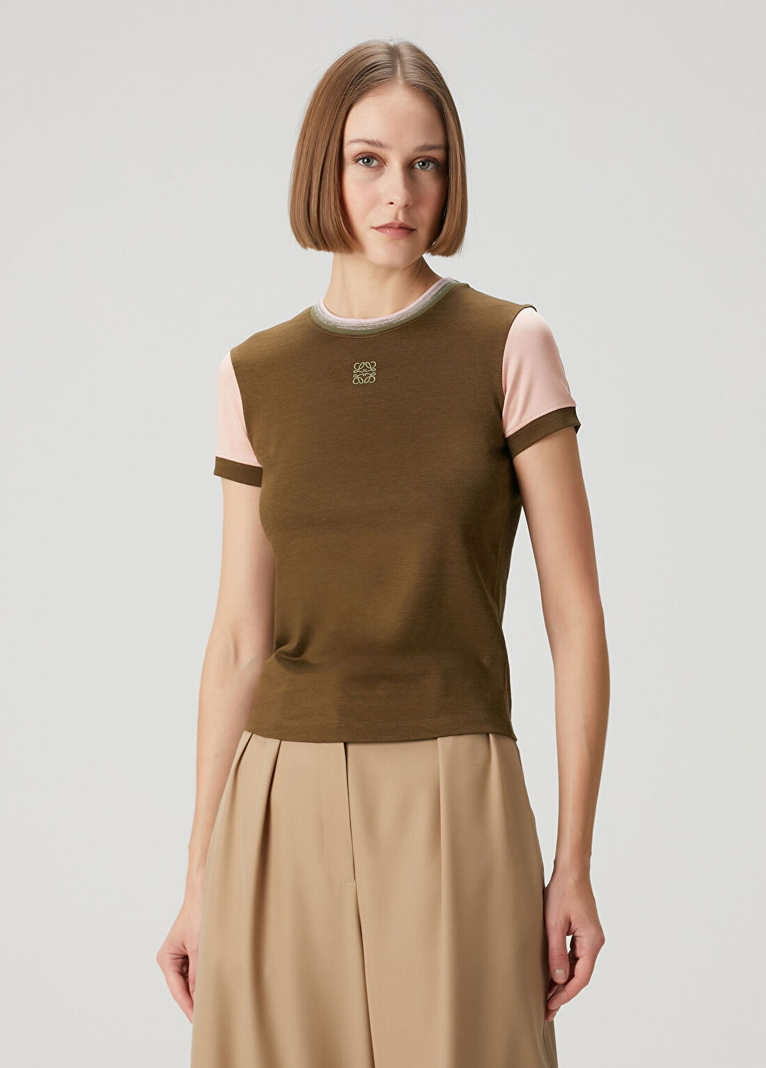 Loewe Haki Logo Nakışlı T-shirt görsel 3