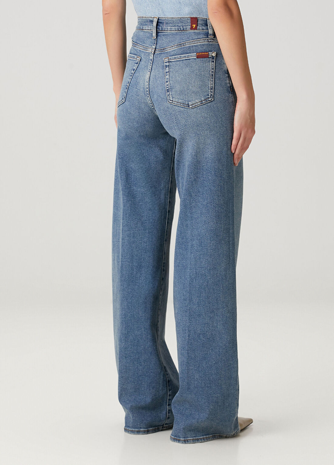 7 For All Mankind Lotta Mavi Wide Leg Jean Pantolon görsel 4