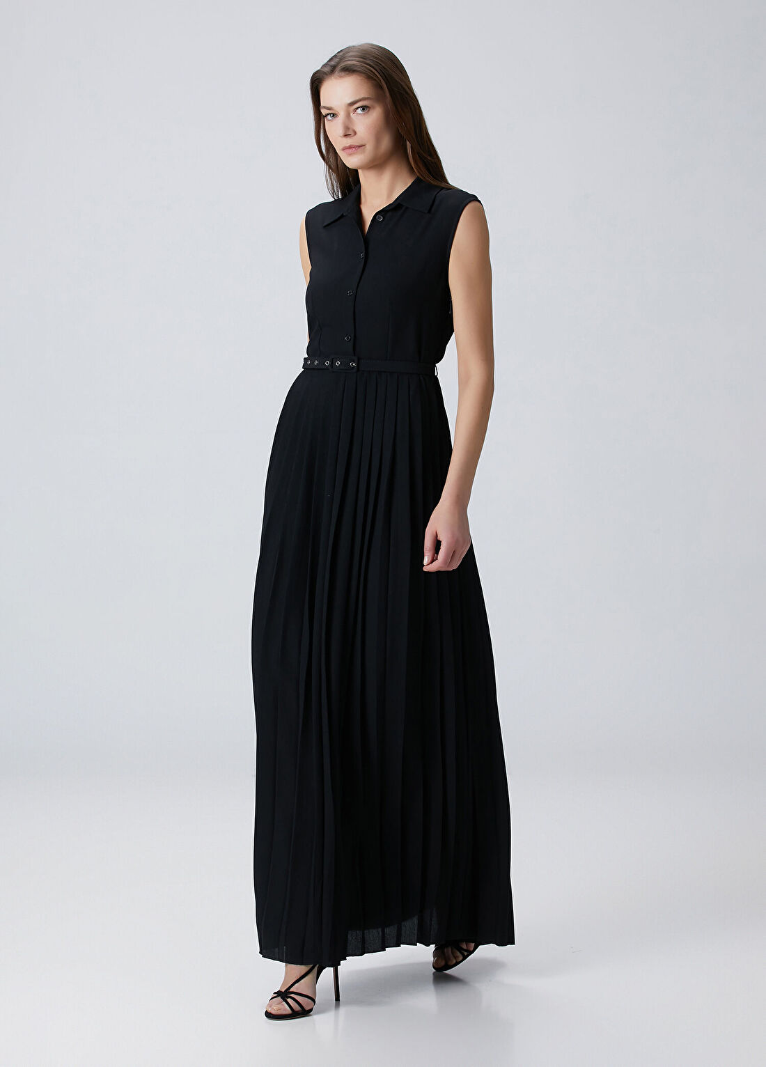 Beymen Collection Siyah Kemerli Maxi Elbise