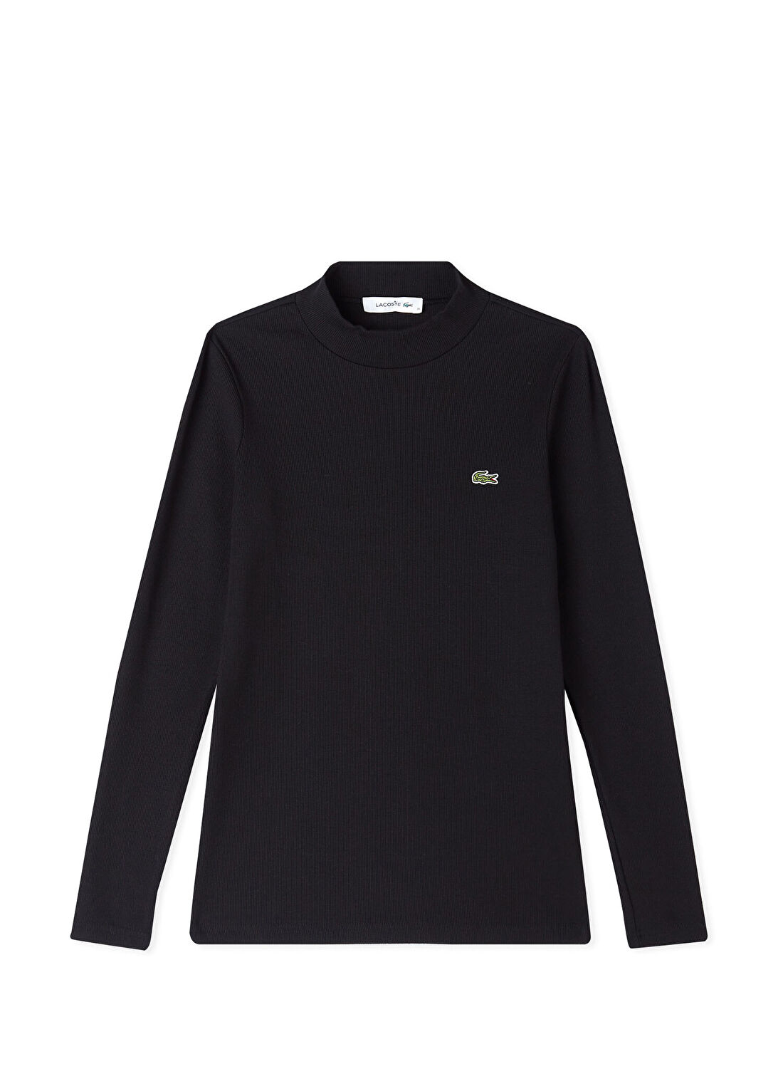 Lacoste Siyah Bisiklet Yaka Slim Fit Uzun Kollu Kadın T-Shirt görsel 3