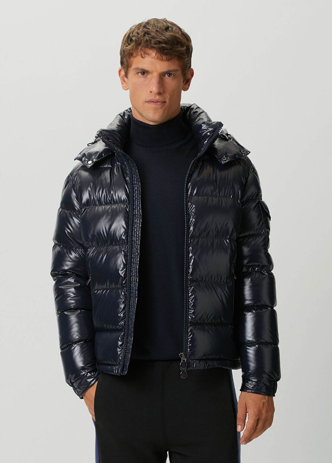Moncler Lacivert Kapüşonlu Puff Mont