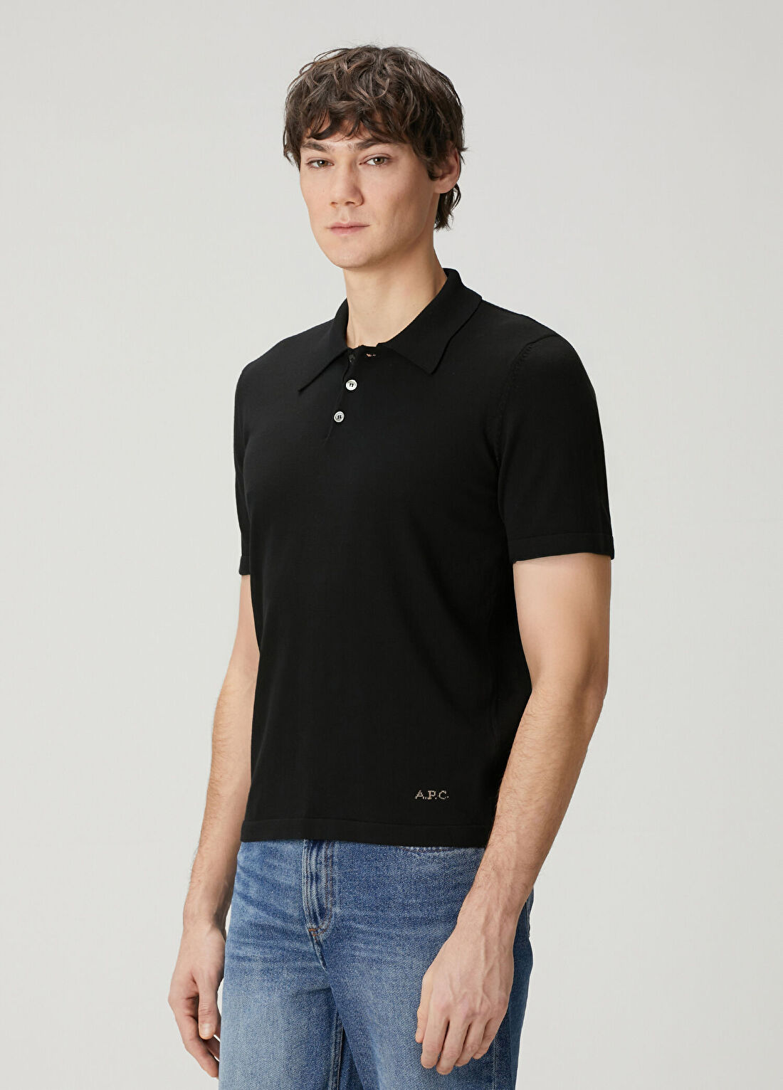A.P.C. Siyah Polo Yaka T-shirt görsel 3