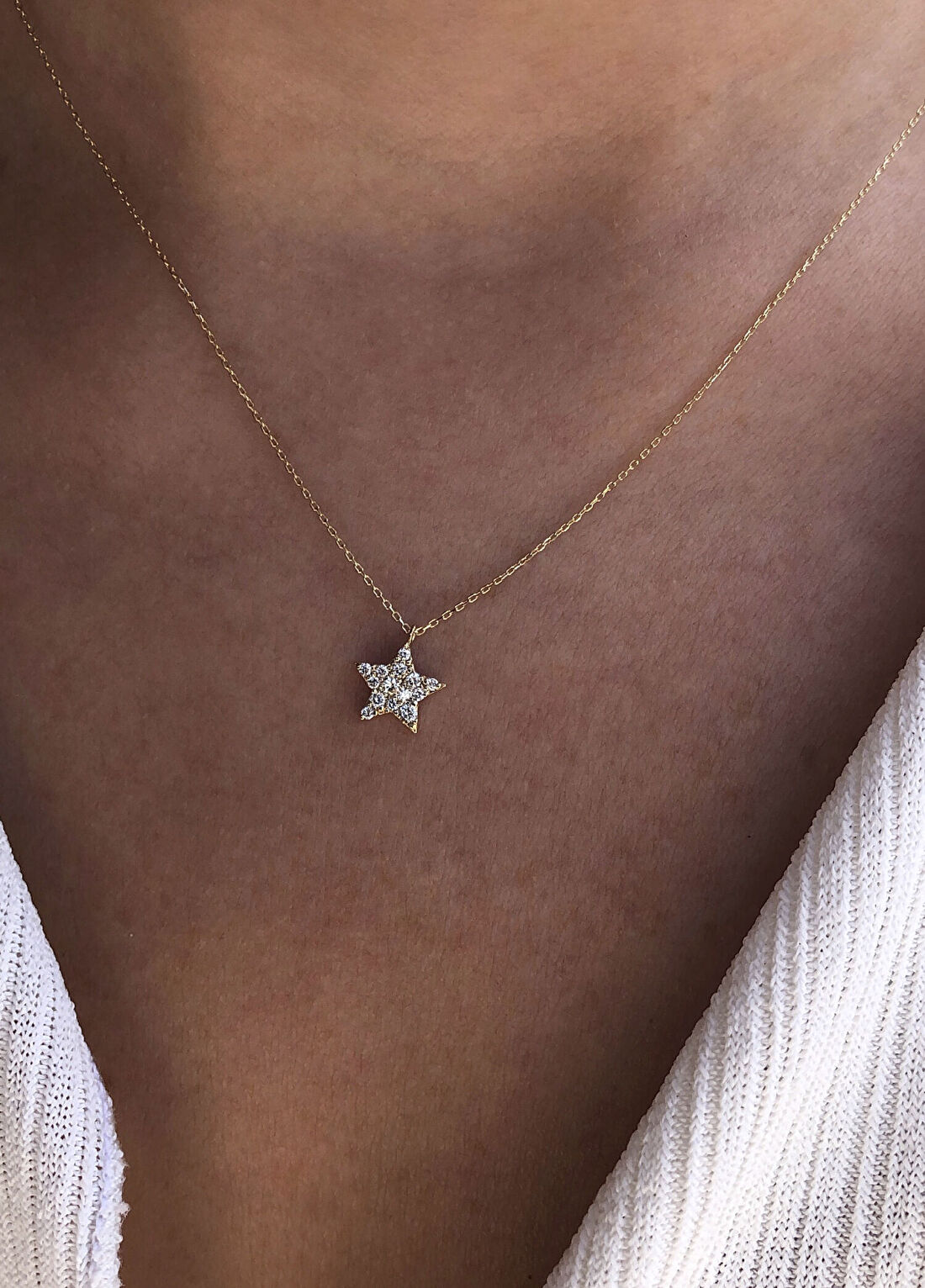 Ginza Design Jewelry Diamond Star Pırlanta Taşlı 14 Ayar Altın Kadın Kolye görsel 2