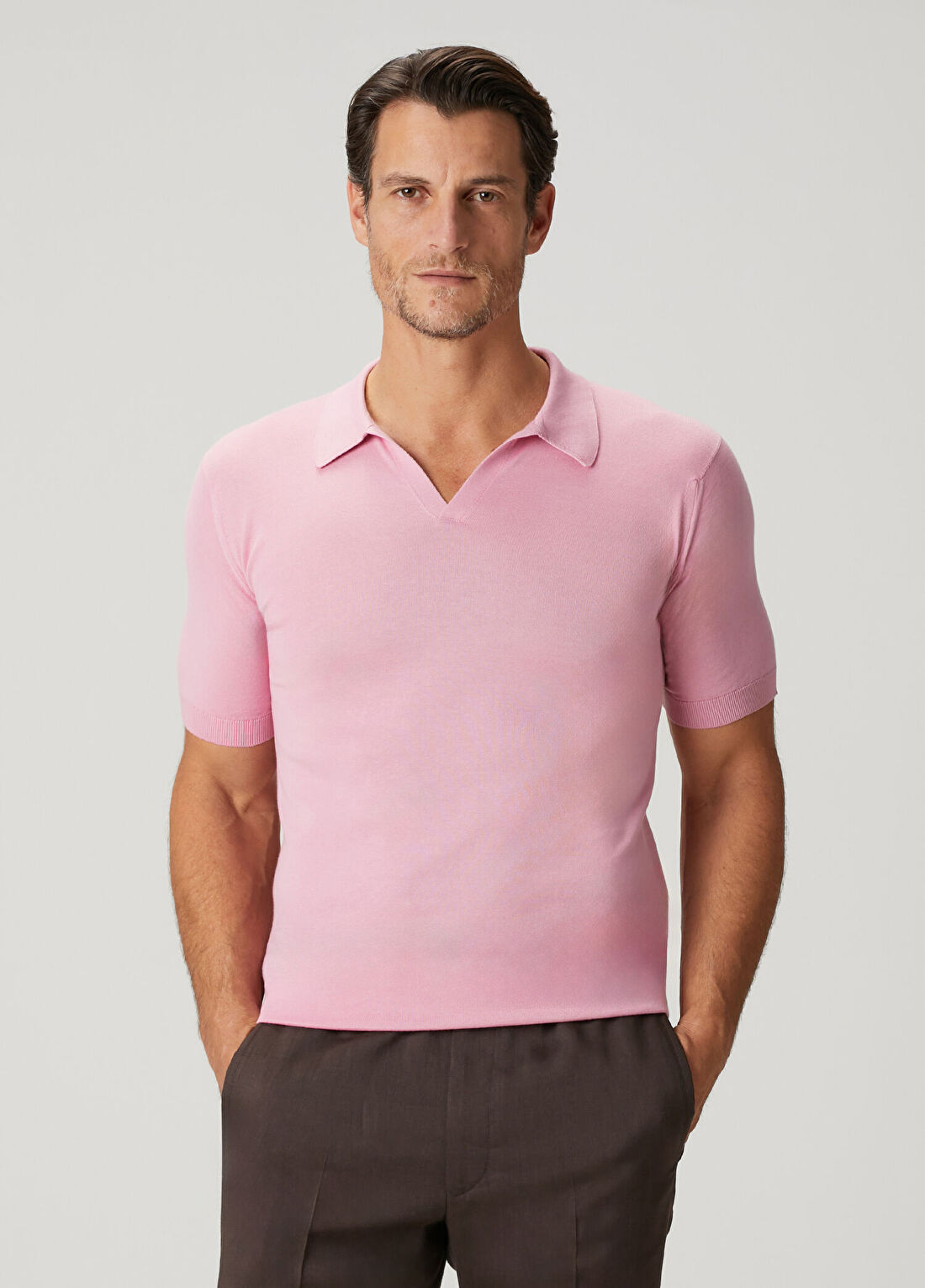 John Smedley Noah Pembe Polo Yaka Kısa Kollu Triko