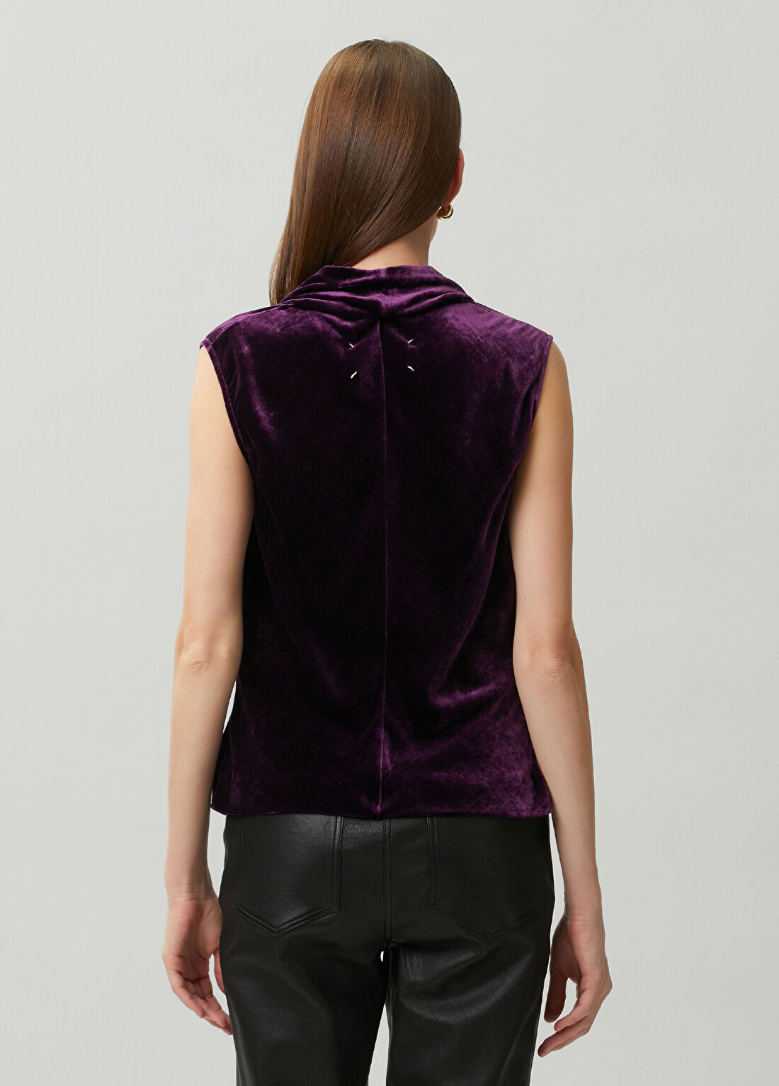 Maison Margiela Mor Drapeli Kadife Bluz görsel 4