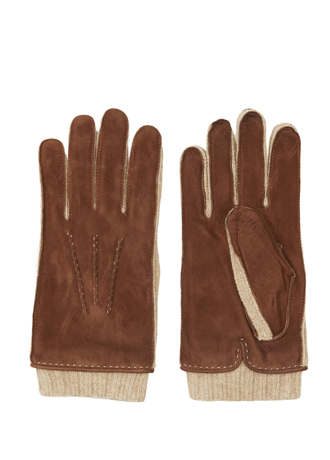 Mazzoleni Gloves Bej Erkek Süet Eldiven