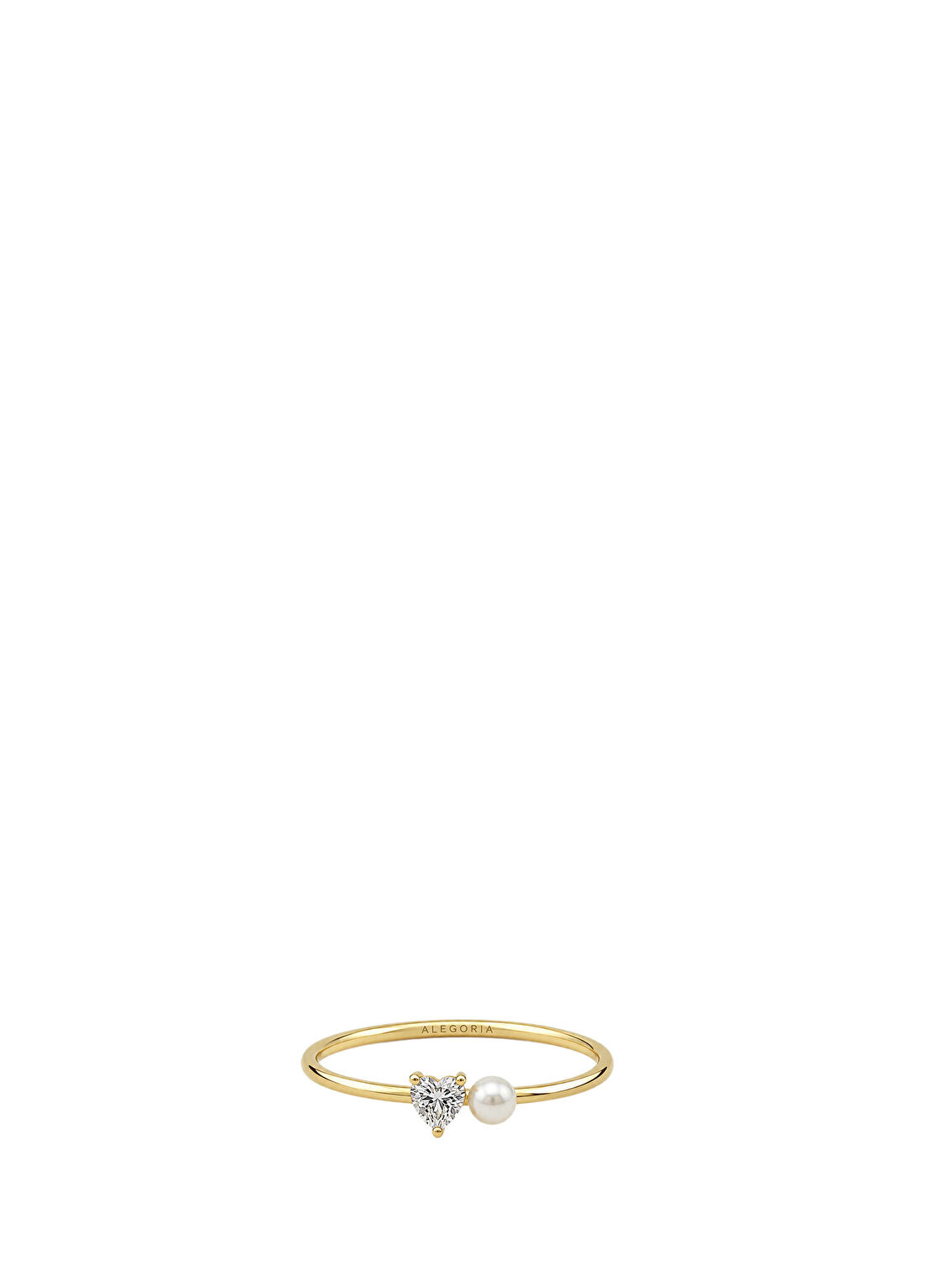 Alegoria Jewellery Amora Kalp Safir İnci 14 Ayar Altın Kadın Yüzük