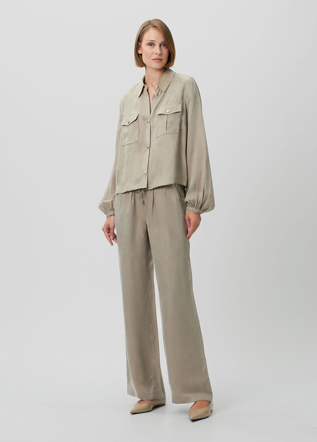 Guess Dalia Relaxed Fit Yeşil Pantolon