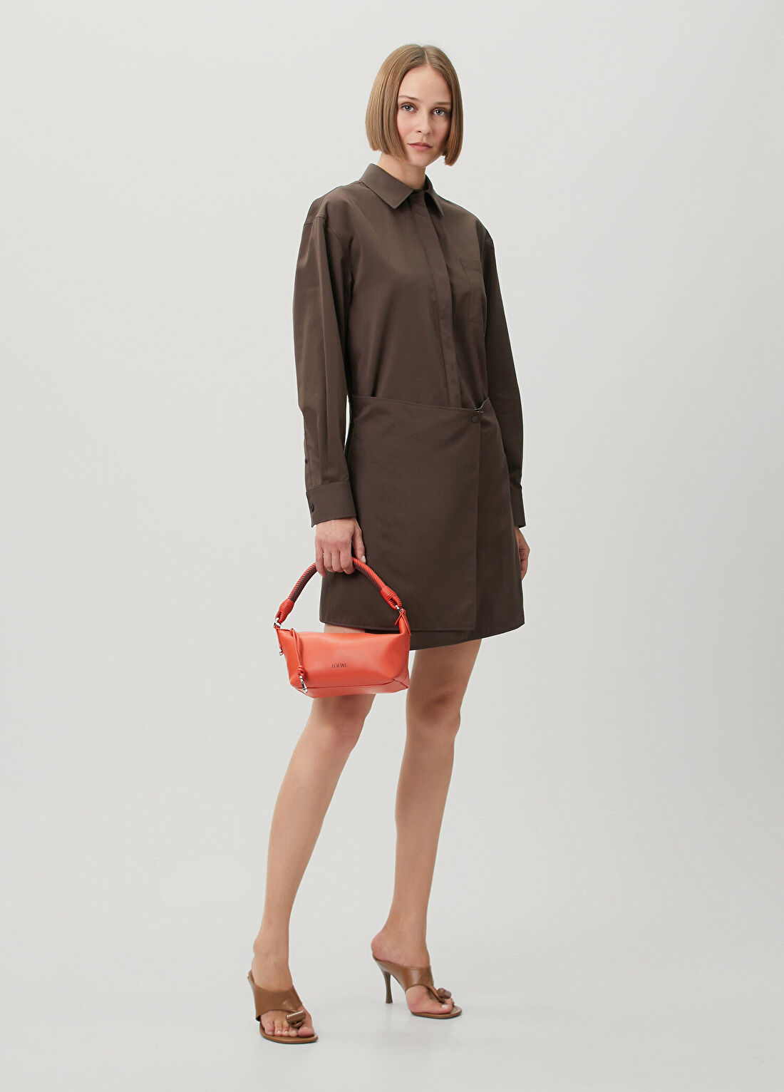Loewe Kahverengi Kruvaze Mini Elbise