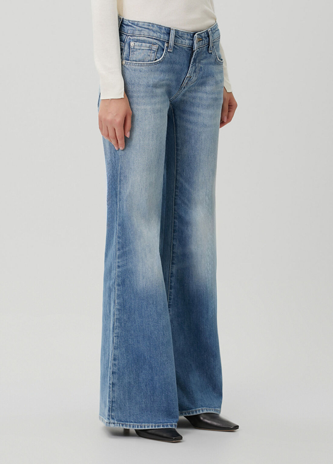 7 For All Mankind Mavi Flared Jean Pantolon görsel 3
