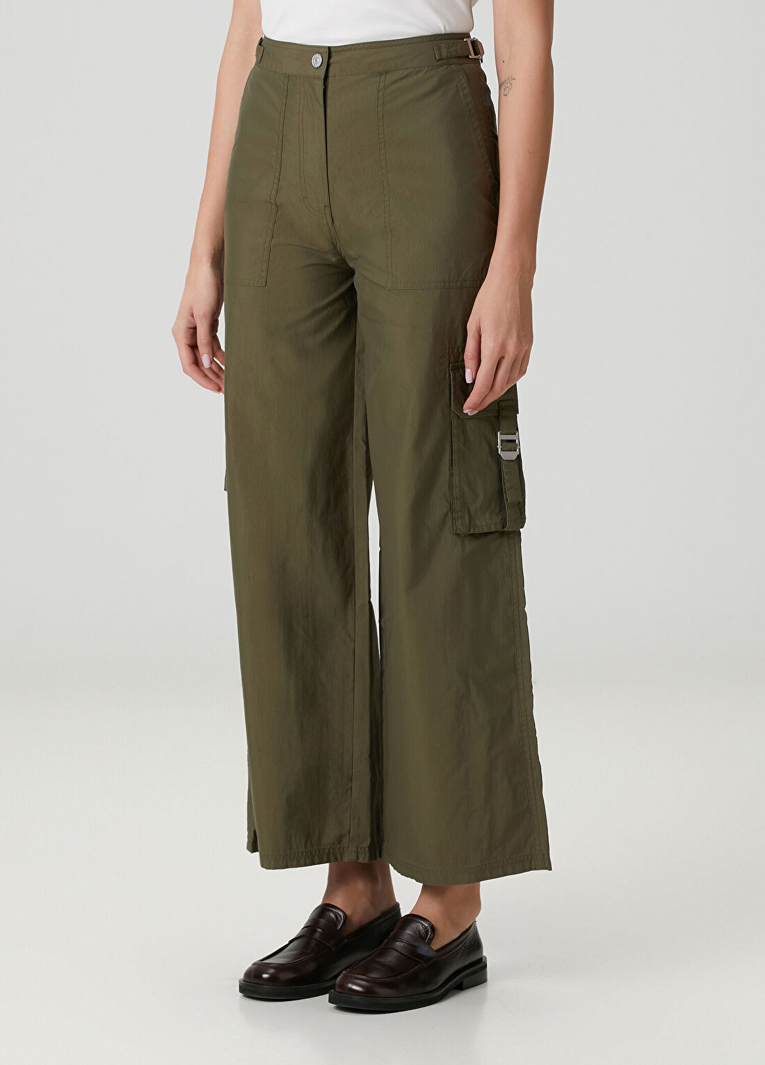 Tommy Jeans Yeşil Wide Leg Twill Kargo Pantolon görsel 3