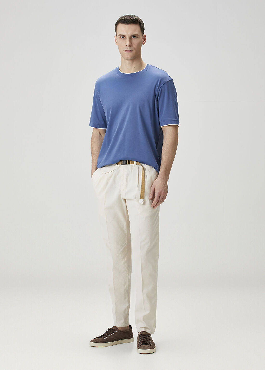 White Sand Ekru Beli Kemerli Pantolon
