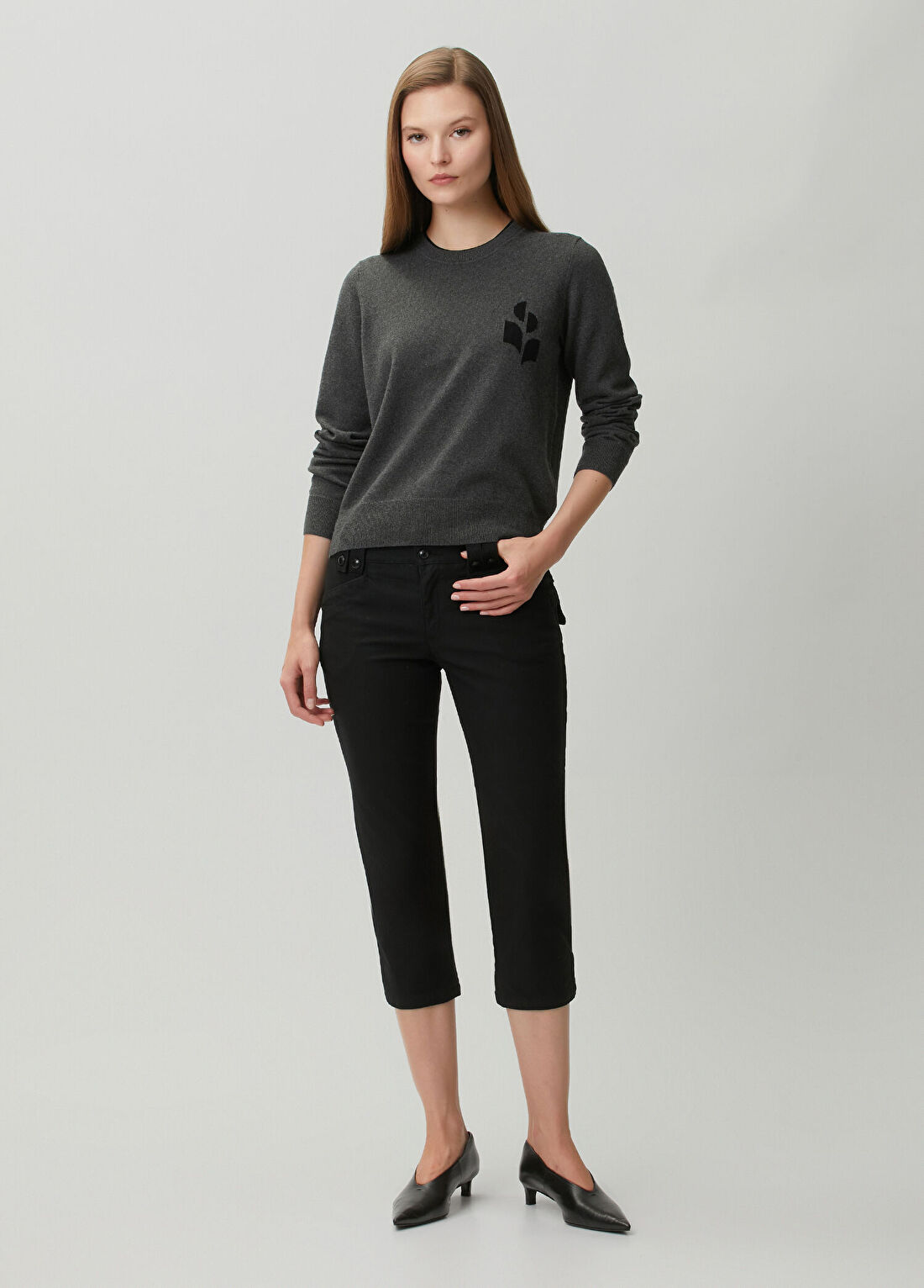 Isabel Marant Berna Siyah Crop Pantolon