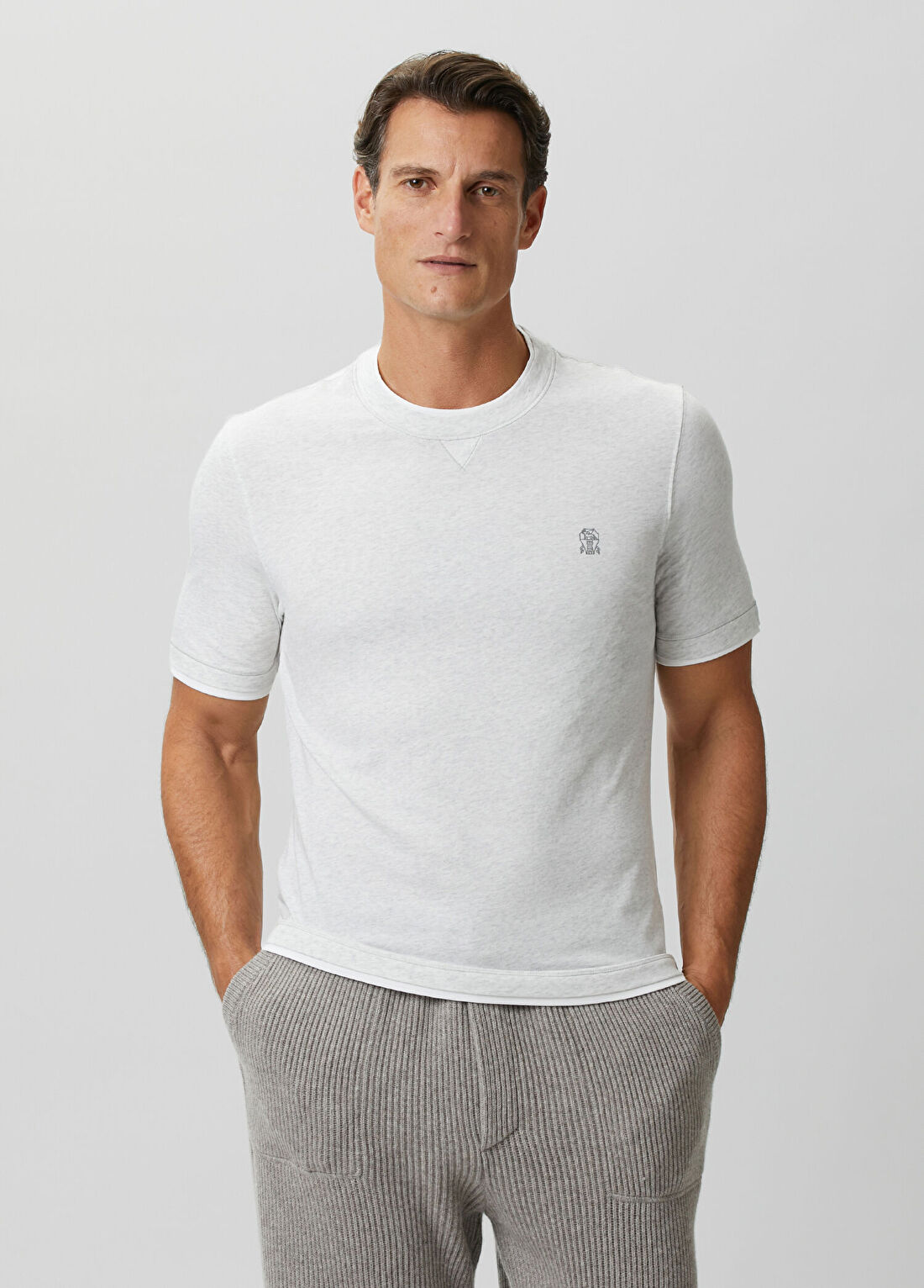 Brunello Cucinelli Açık Gri T-shirt