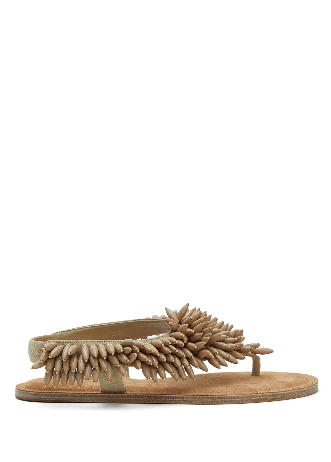 Balmain Flat Bej Kadın Süet Sandalet