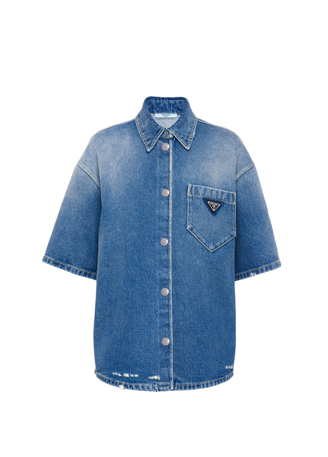 Prada Denim Kısa Kollu Kadın Gömlek