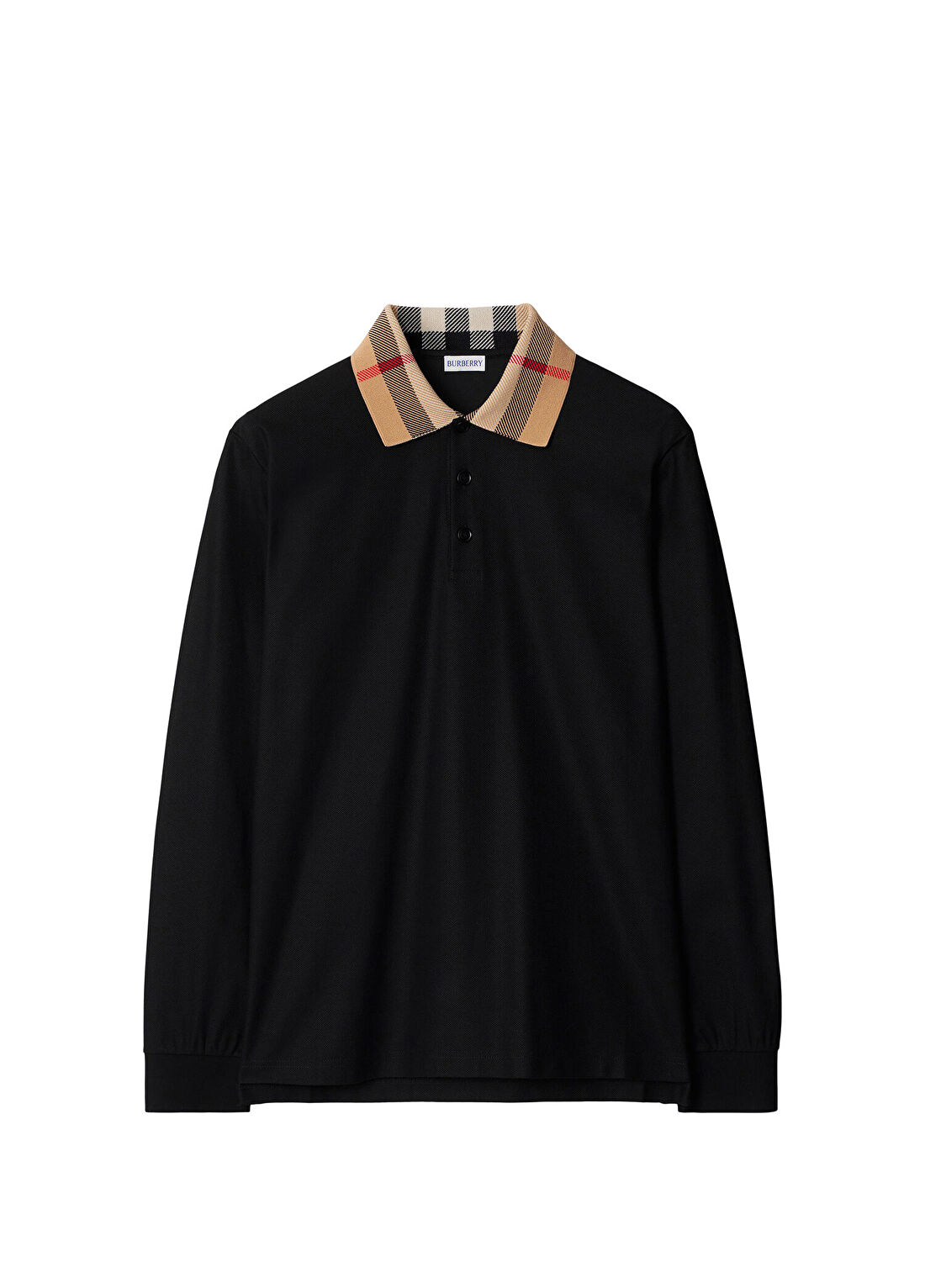 Burberry Siyah Pamuklu Polo Yaka Uzun Kollu Erkek T-shirt
