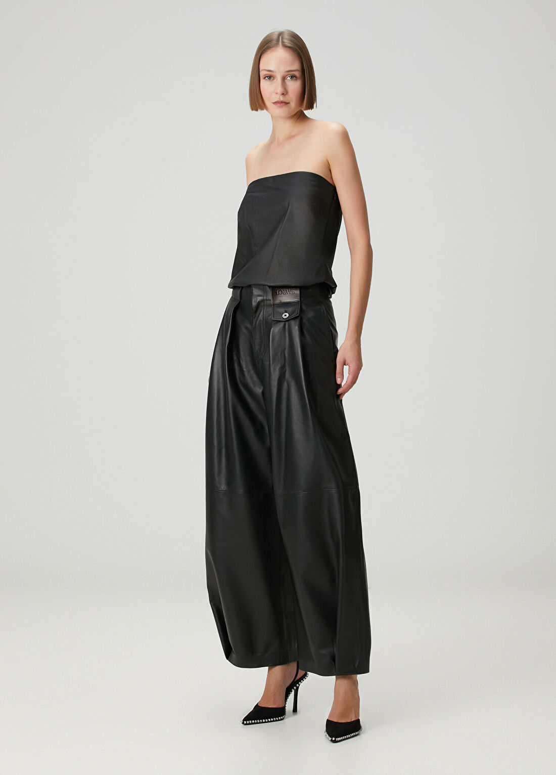 Alexander Wang Siyah Straplez Deri Bluz görsel 2