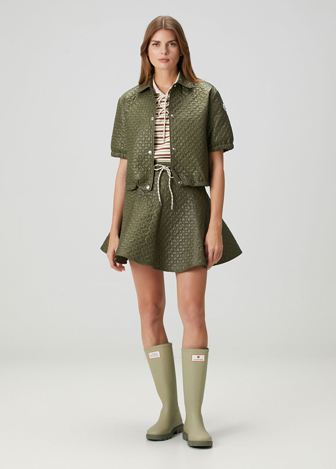 Moncler Yeşil Kapitoneli Mini Etek
