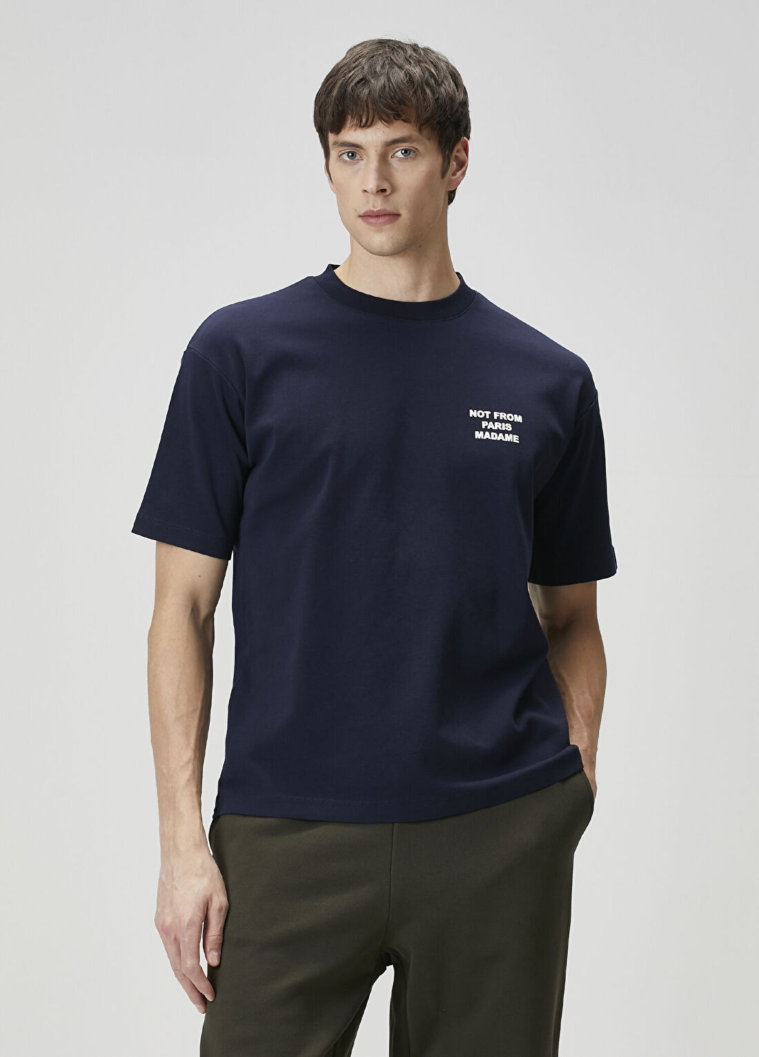Drôle De Monsieur Lacivert Logo Baskılı T-shirt
