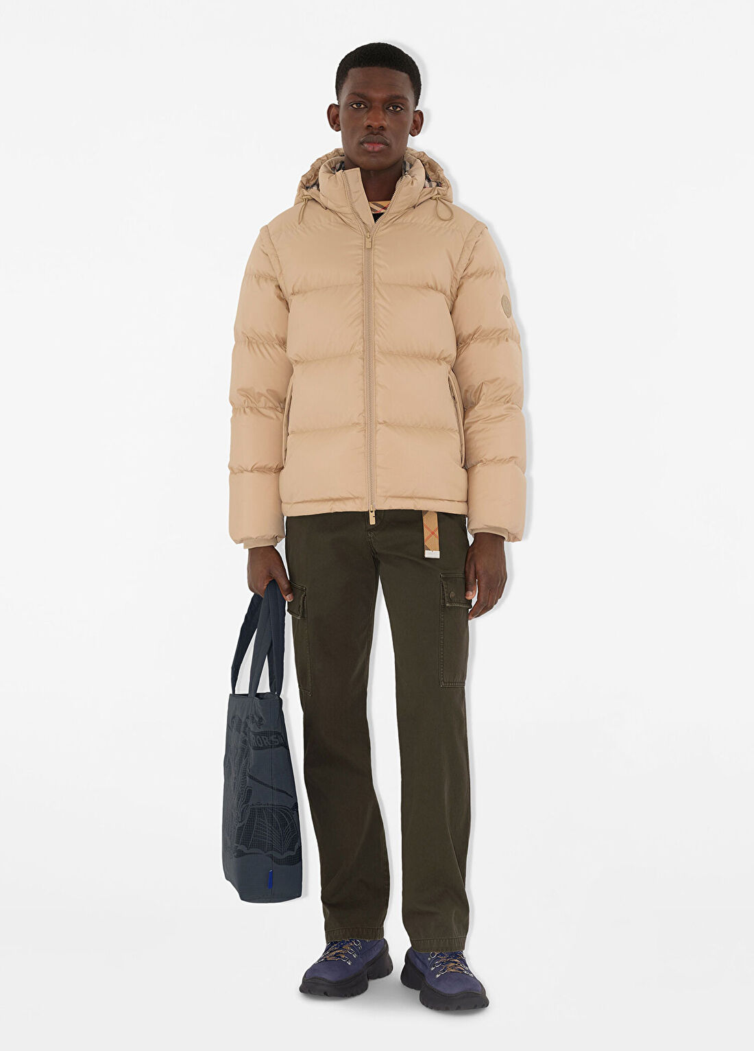 Burberry Bideford Bej Kapüşonlu Erkek Mont görsel 2