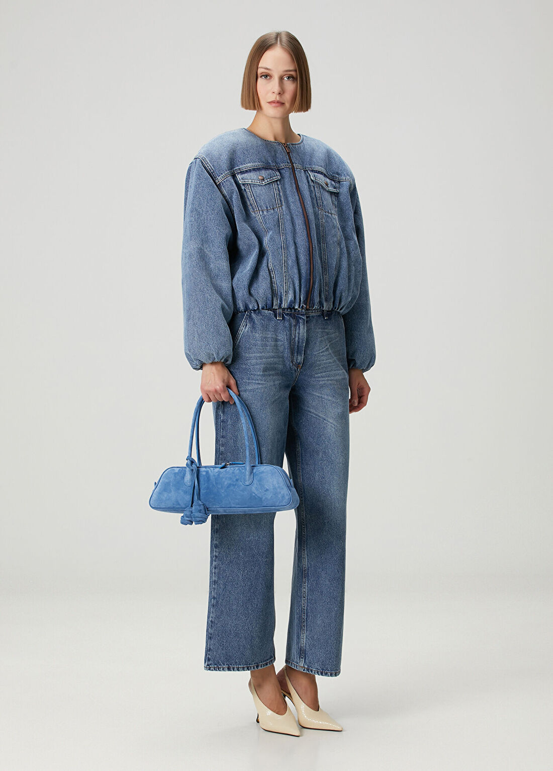 Magda Butrym Mavi Balon Denim Ceket görsel 2