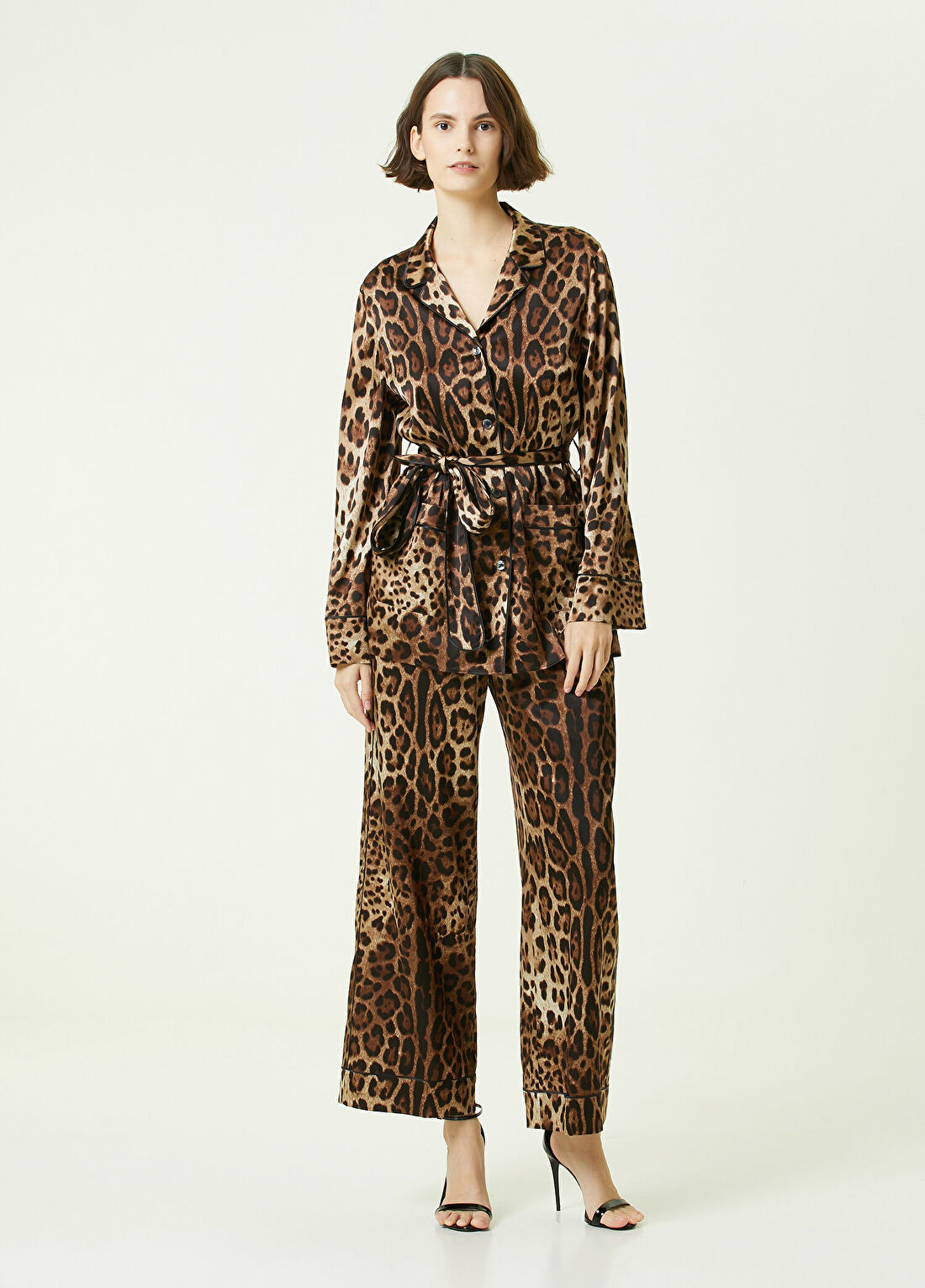 Dolce&Gabbana Leopar Desenli Bol Paça İpek Pantolon