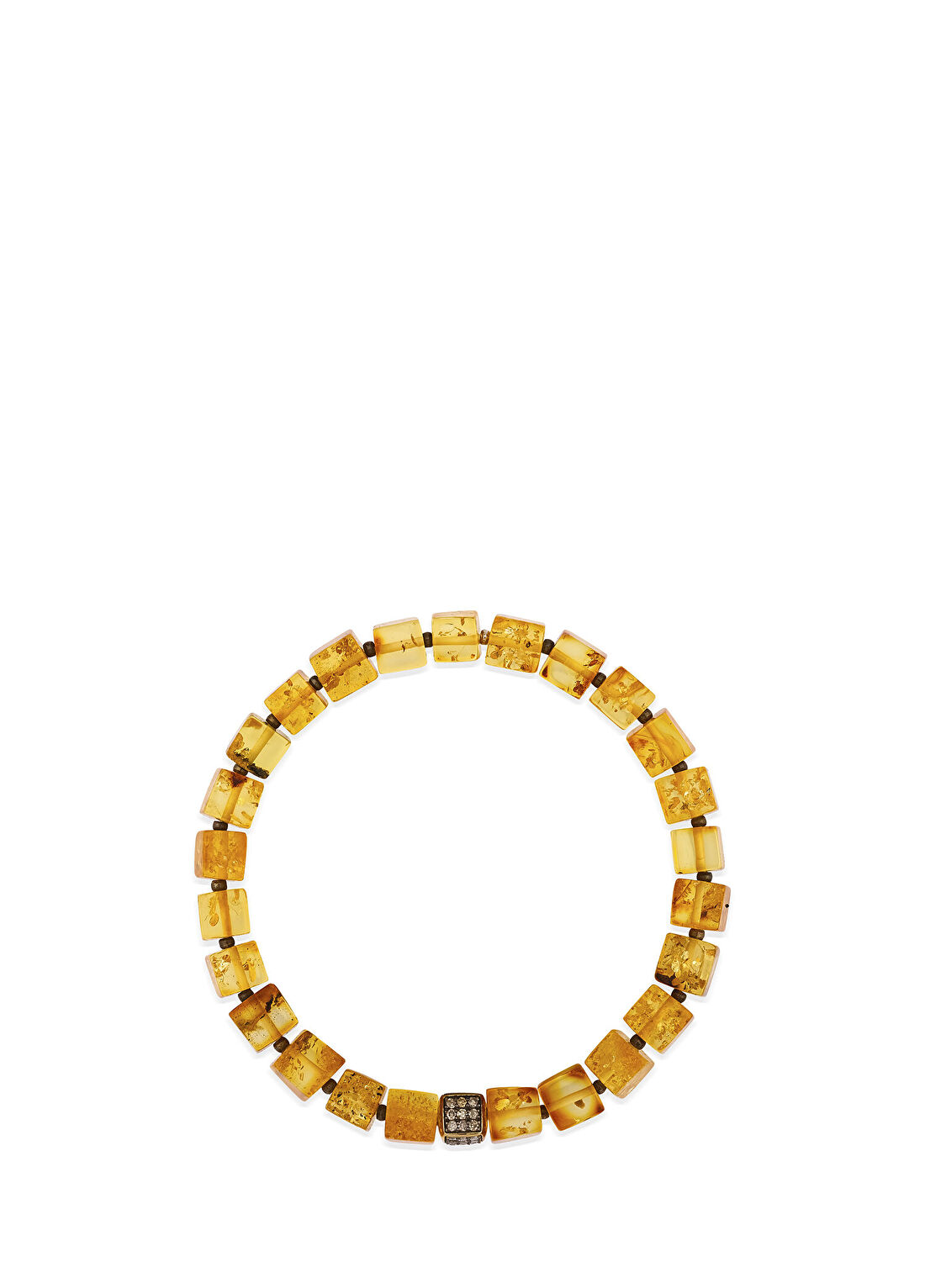 Aspendos Jewellery Kehribar Küp Pırlantalı 14 Ayar Altın 925 Ayar Gümüş Erkek Bileklik