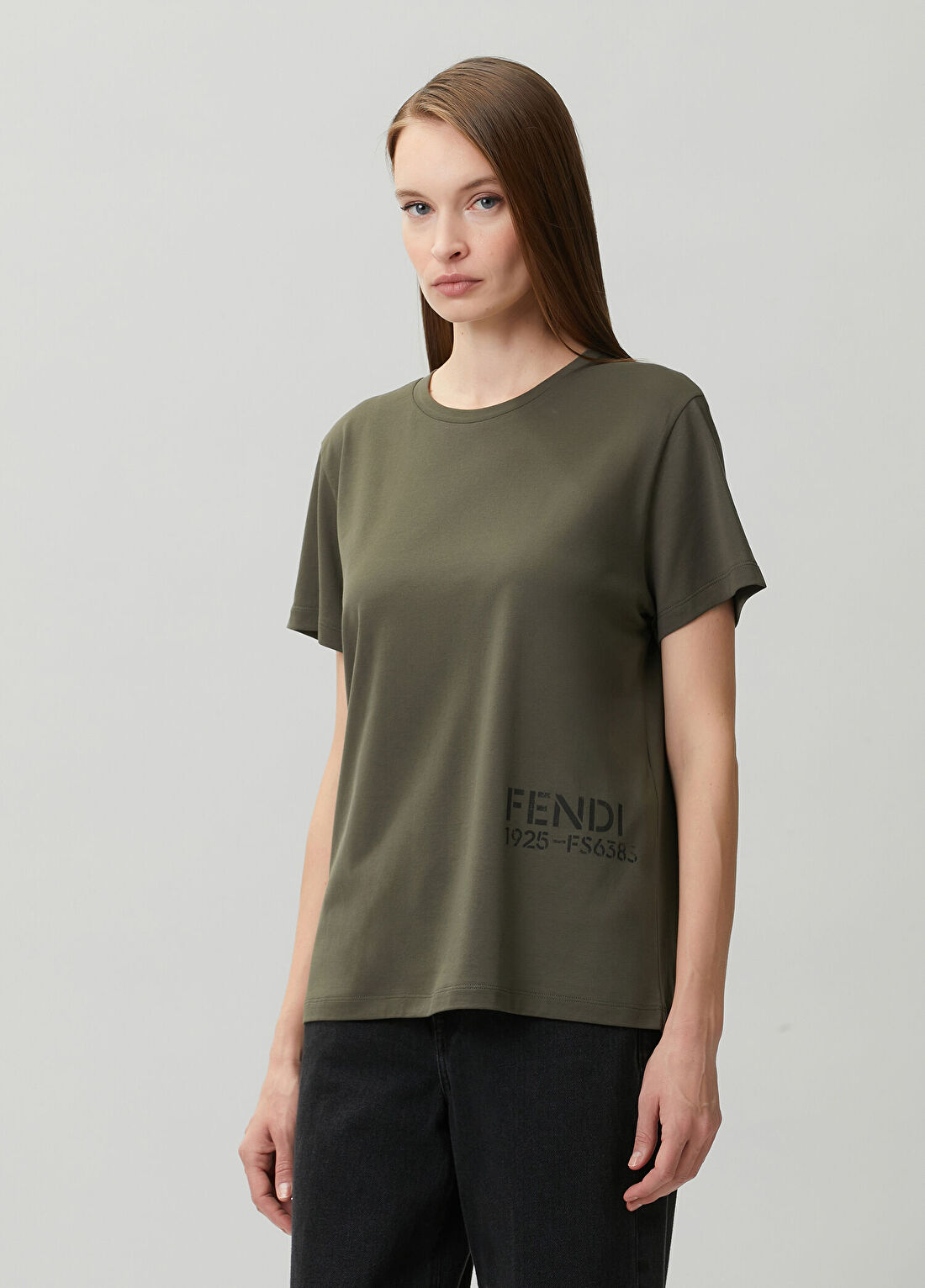 Fendi Haki Logo Baskılı T-shirt görsel 3