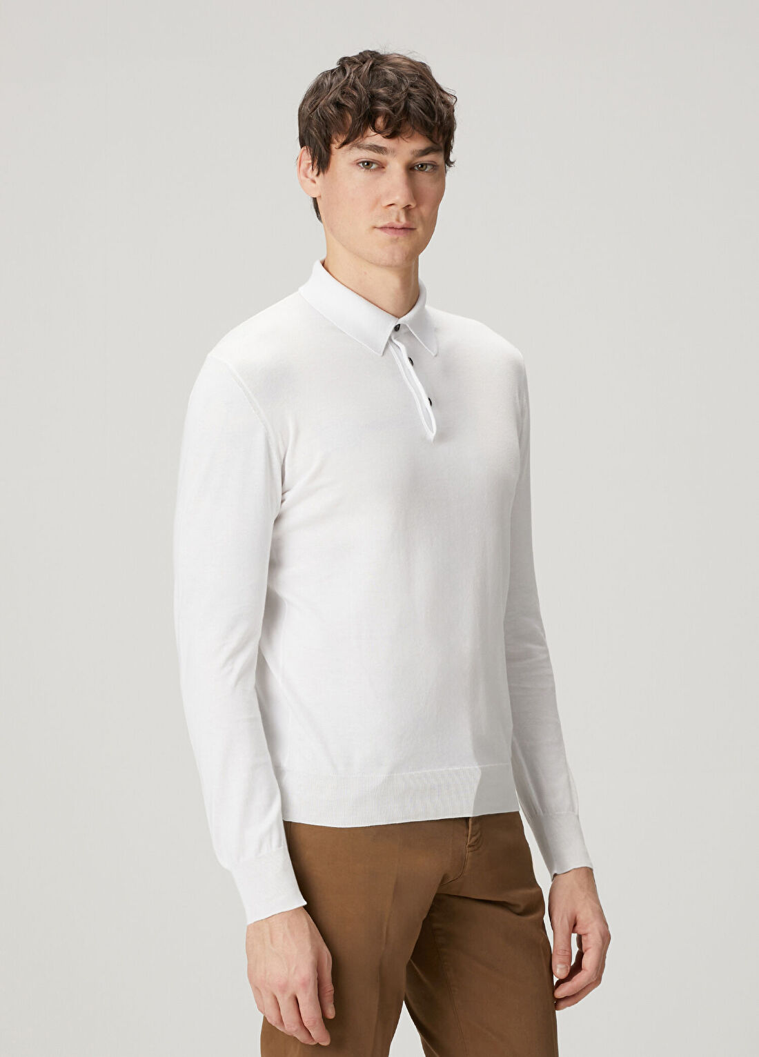 Kiton Beyaz Polo Yaka Triko görsel 3