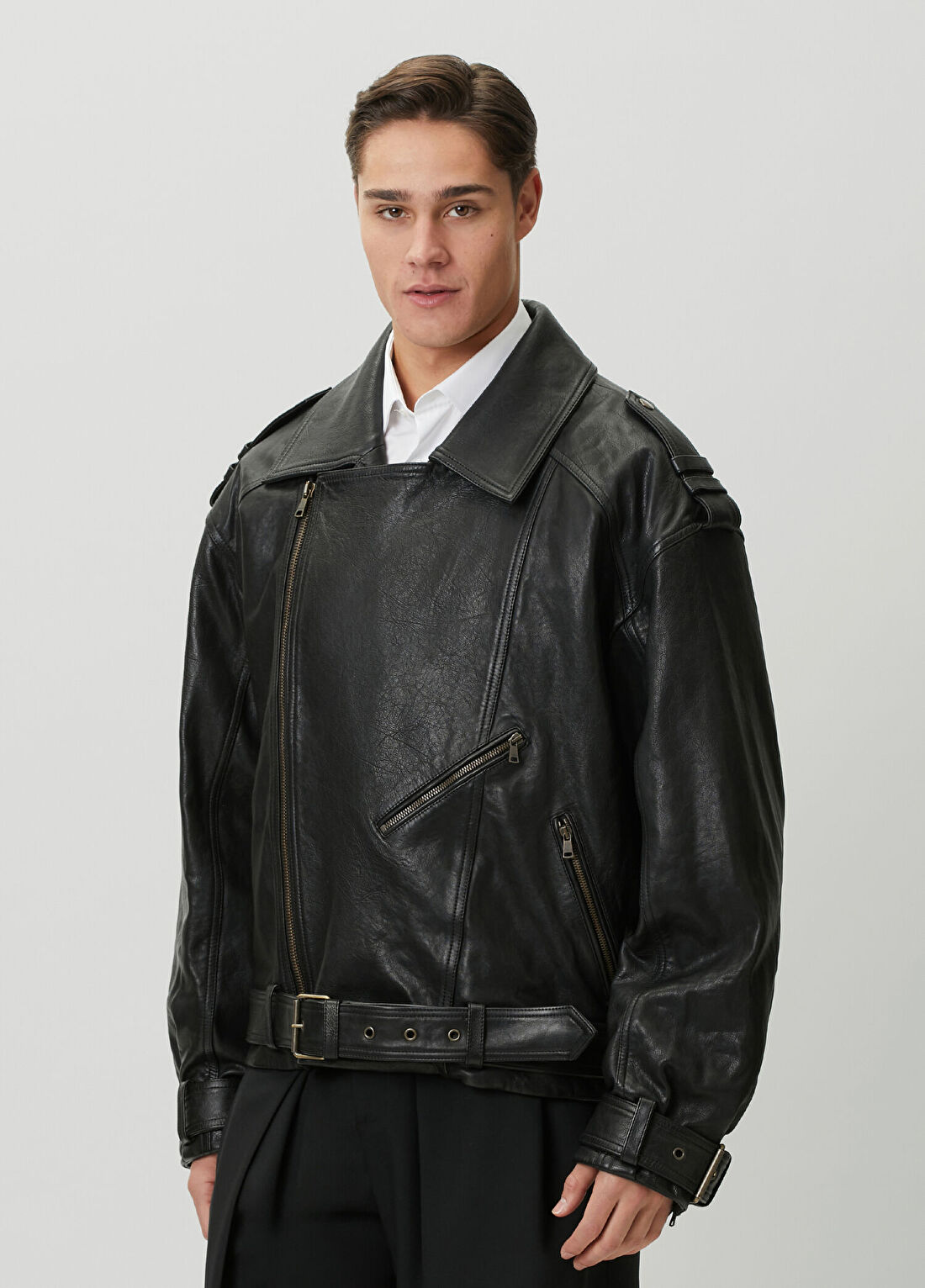 Balmain Siyah Deri Ceket görsel 3