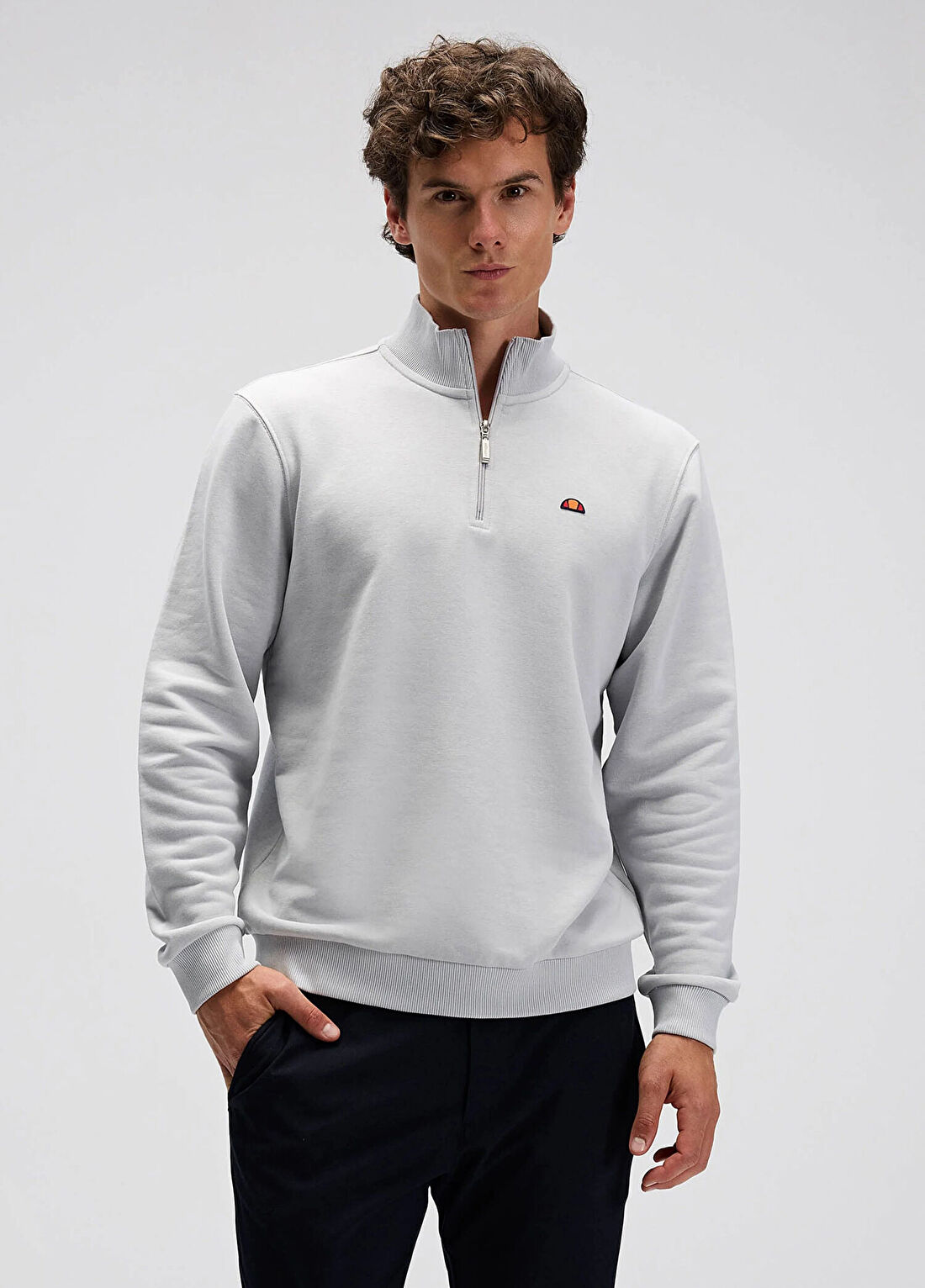 Ellesse Gri Yarım Fermuarlı Erkek Sweatshirt EM580-GI