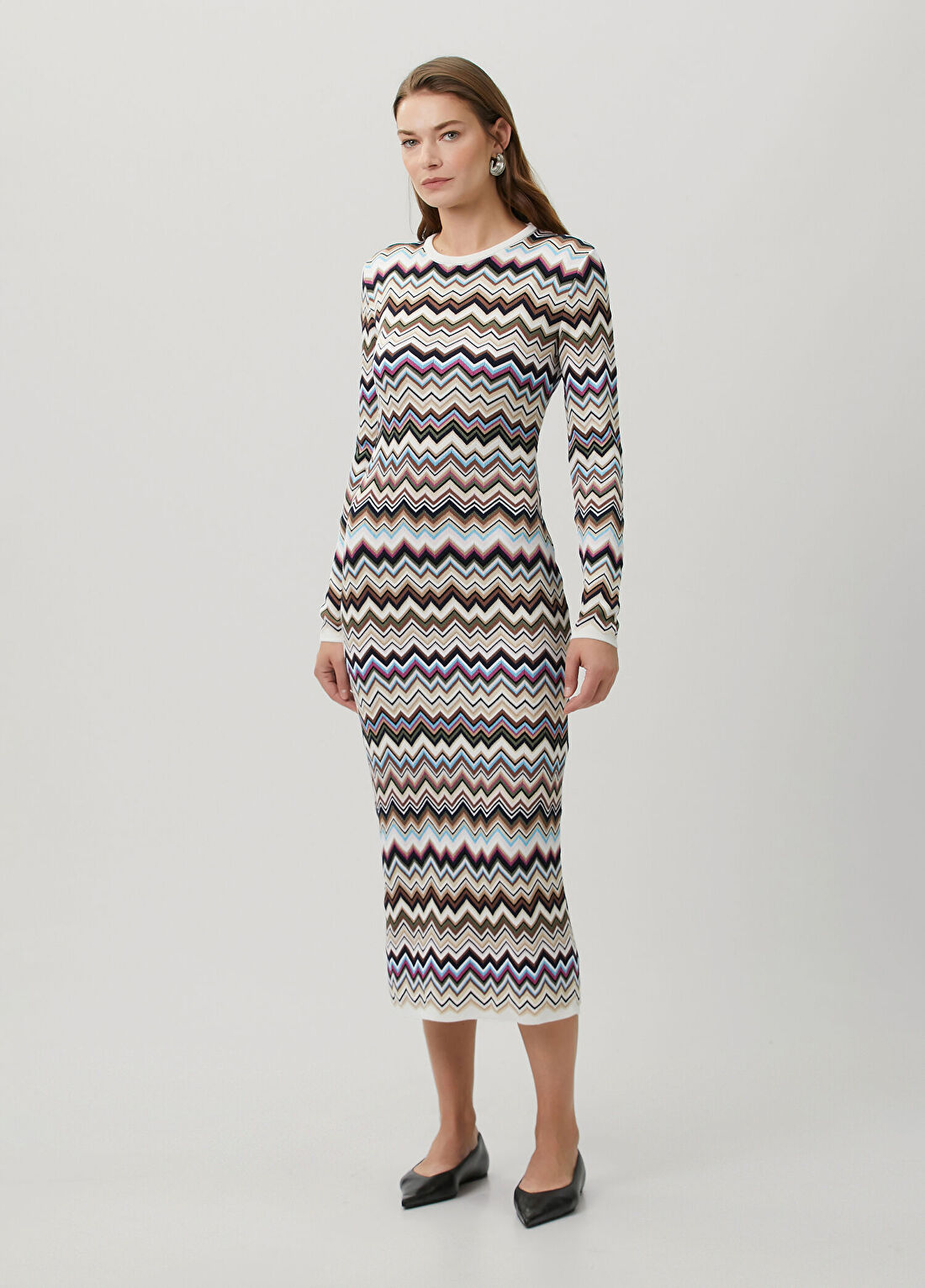 Missoni Zikzak Desenli Midi Elbise