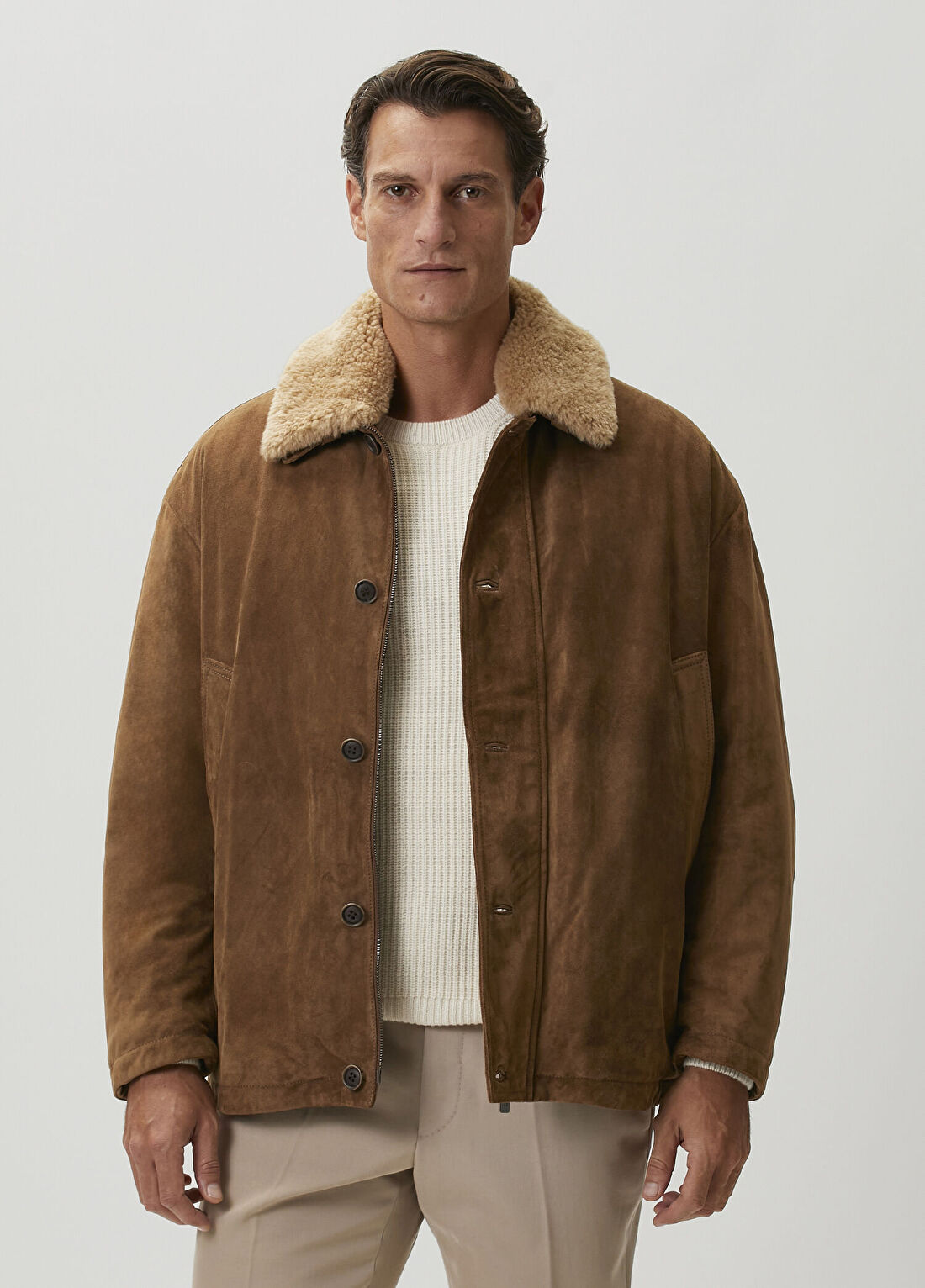 Salvatore Santoro Taba Shearling Yaka Süet Mont