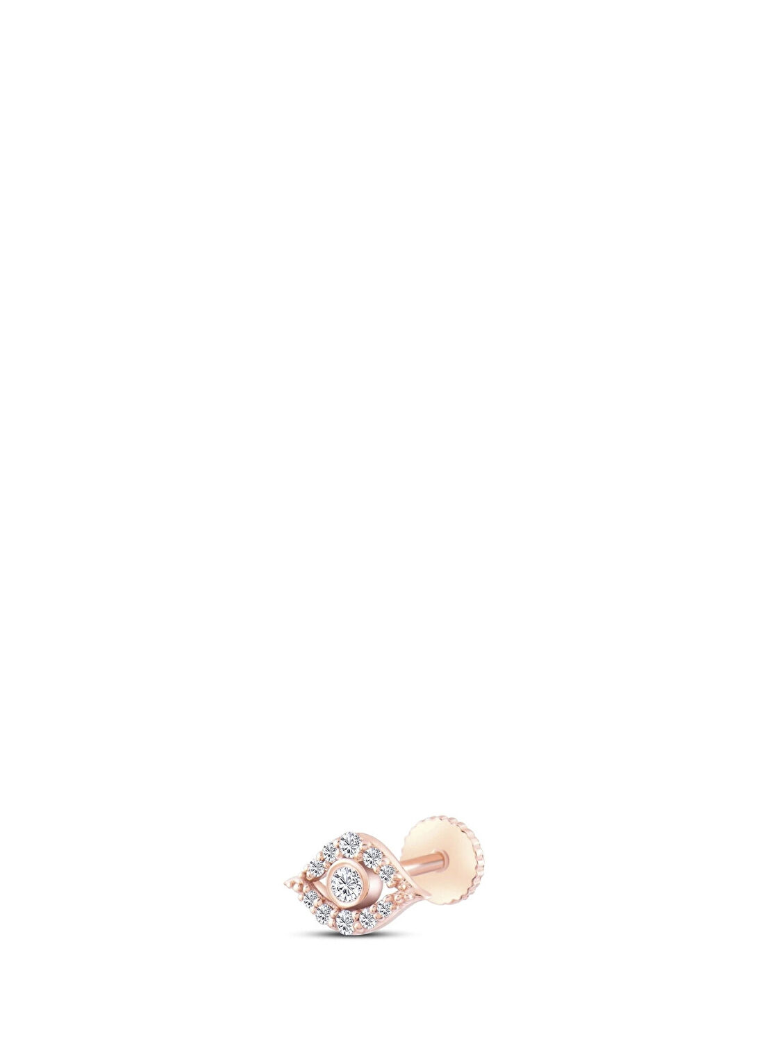 Safir Mücevher Eye Pırlanta Taşlı 14 Ayar Rose Gold Kadın Kıkırdak Küpe